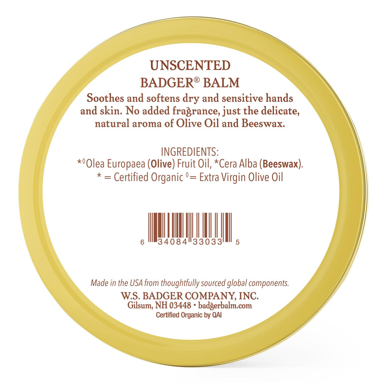 Badger Unscented Balm with Virgin Olive Oil & Beeswax for Dry, Sensitive Skin