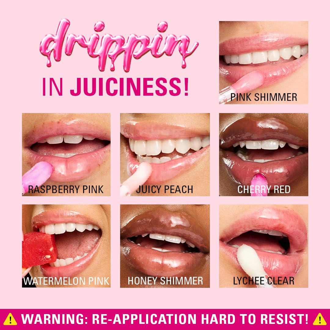 Revolution Pout Lip Oil in Glam Pink Shimmer - Nourishing High Shine Tinted Gloss 4ml 5