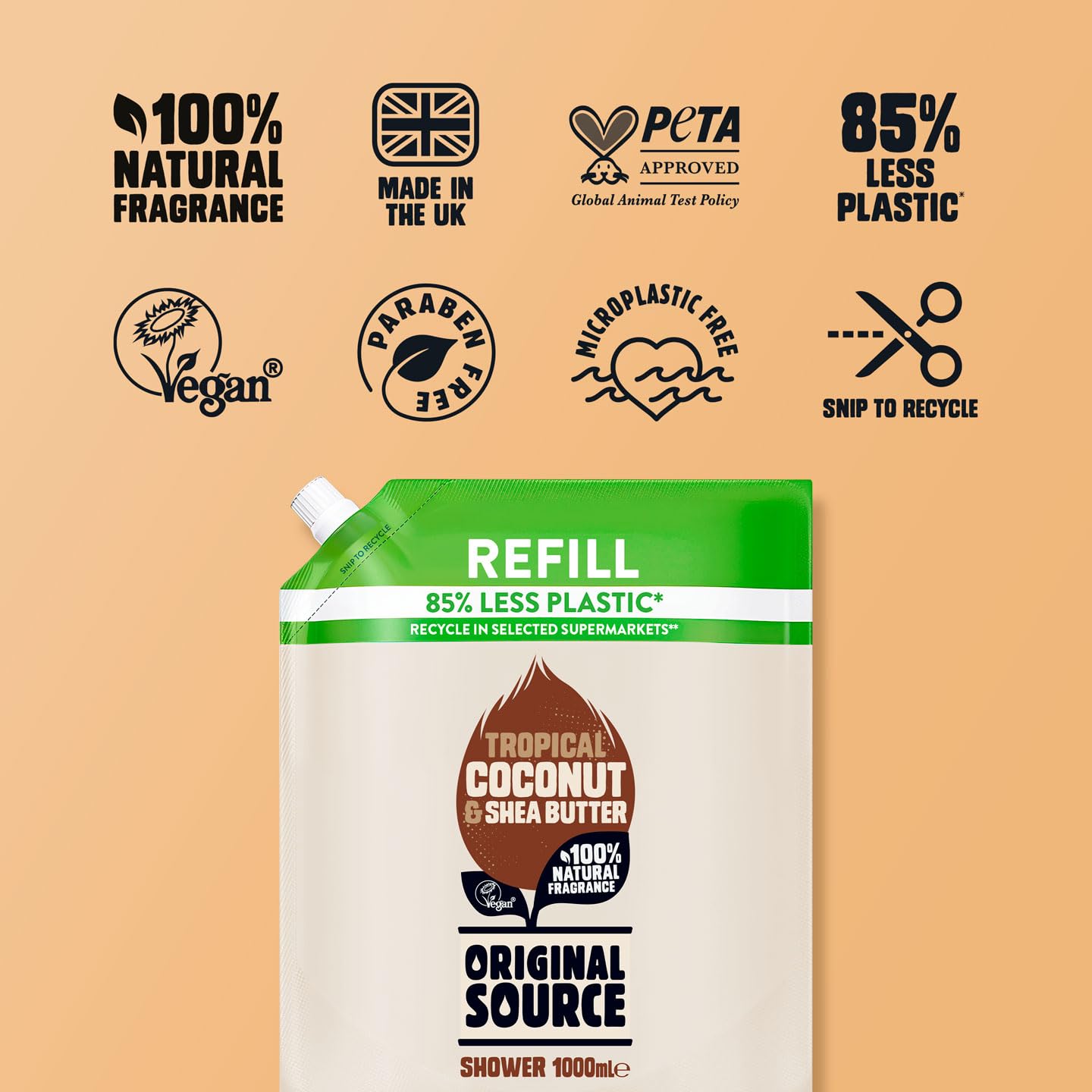 Original Source Duschgel mit Kokosnuss und Sheabutter sowie 100 % natürlichem Duft