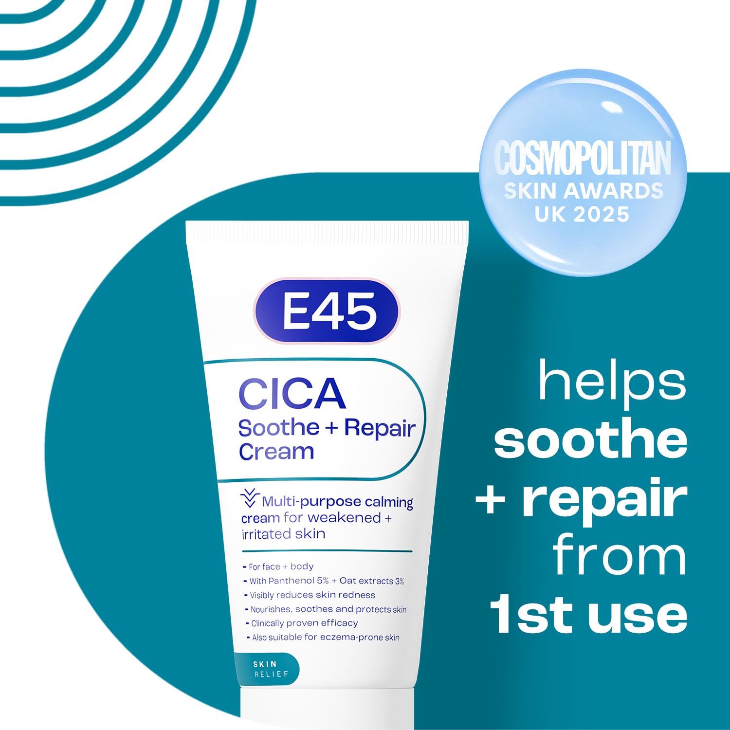 E45 Cica Soothe & Repair Cream for Dry, Sensitive, and Irritated Skin