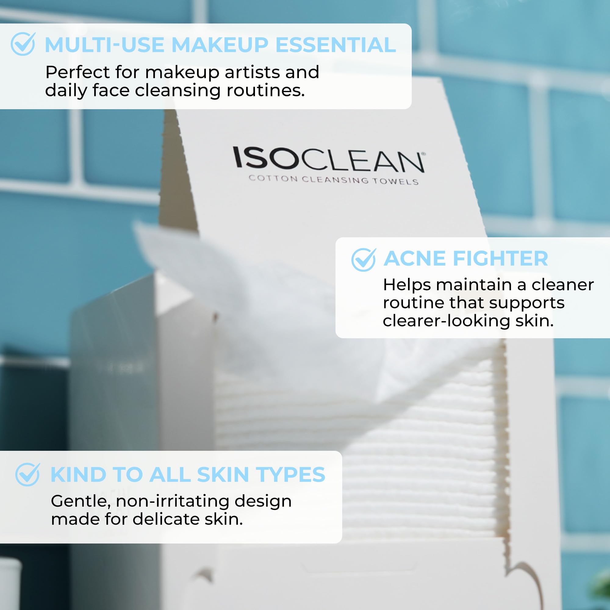 ISOCLEAN Disposable Soft Cotton Face Towels for Makeup Removal and Cleansing 6