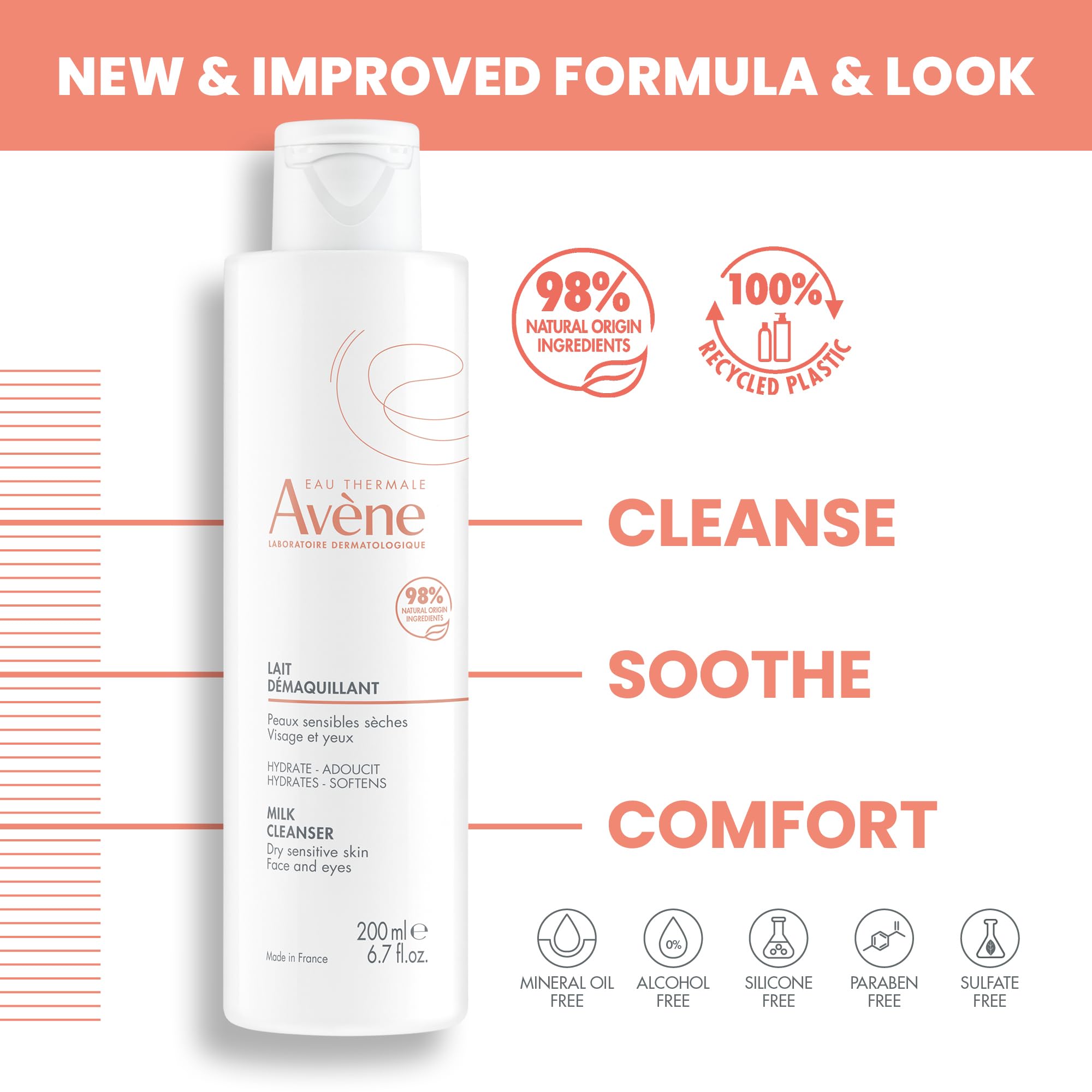Avene Gentle Milk Cleanser, 200 ml for Sensitive Skin