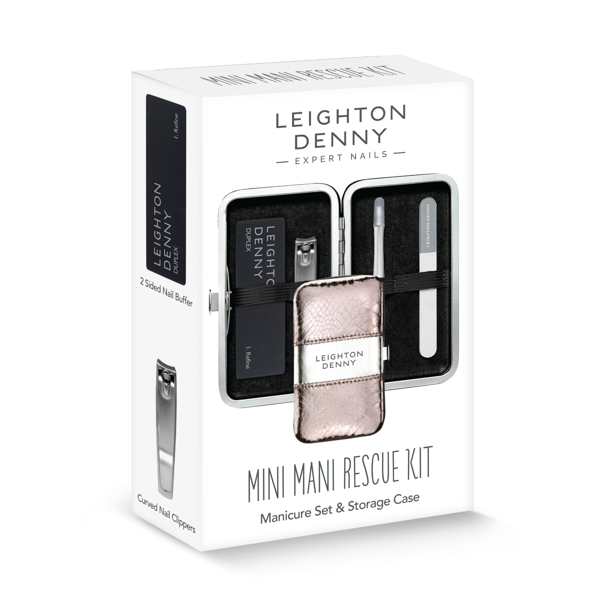 LEIGHTON DENNY Mini Mani Rescue Kit - Travel Nail Care Essentials in Gunmetal Case
