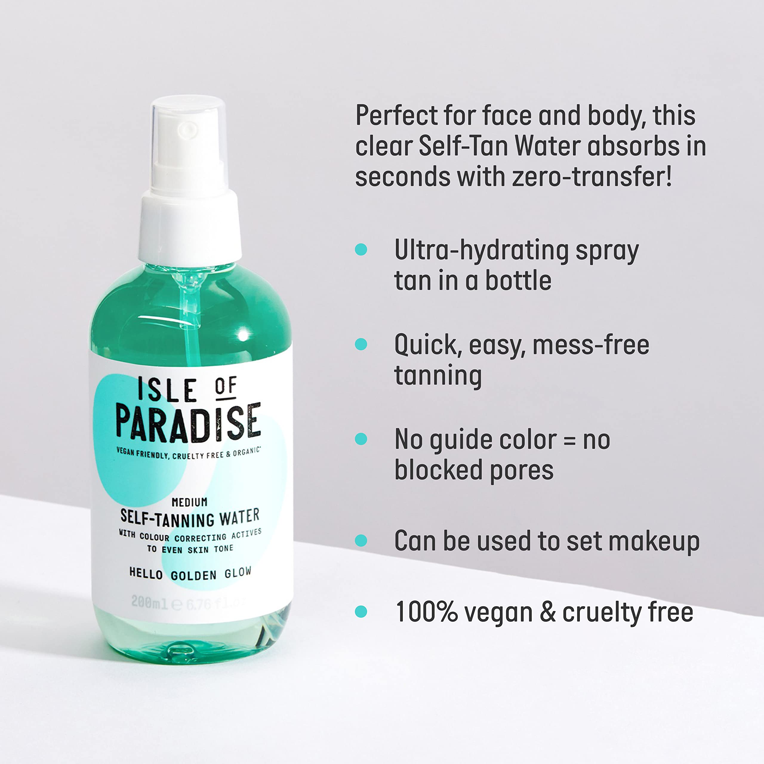 Isle of Paradise Fake Tan Water Medium (200 ml) Feuchtigkeitsspendendes Selbstbräunungswasser