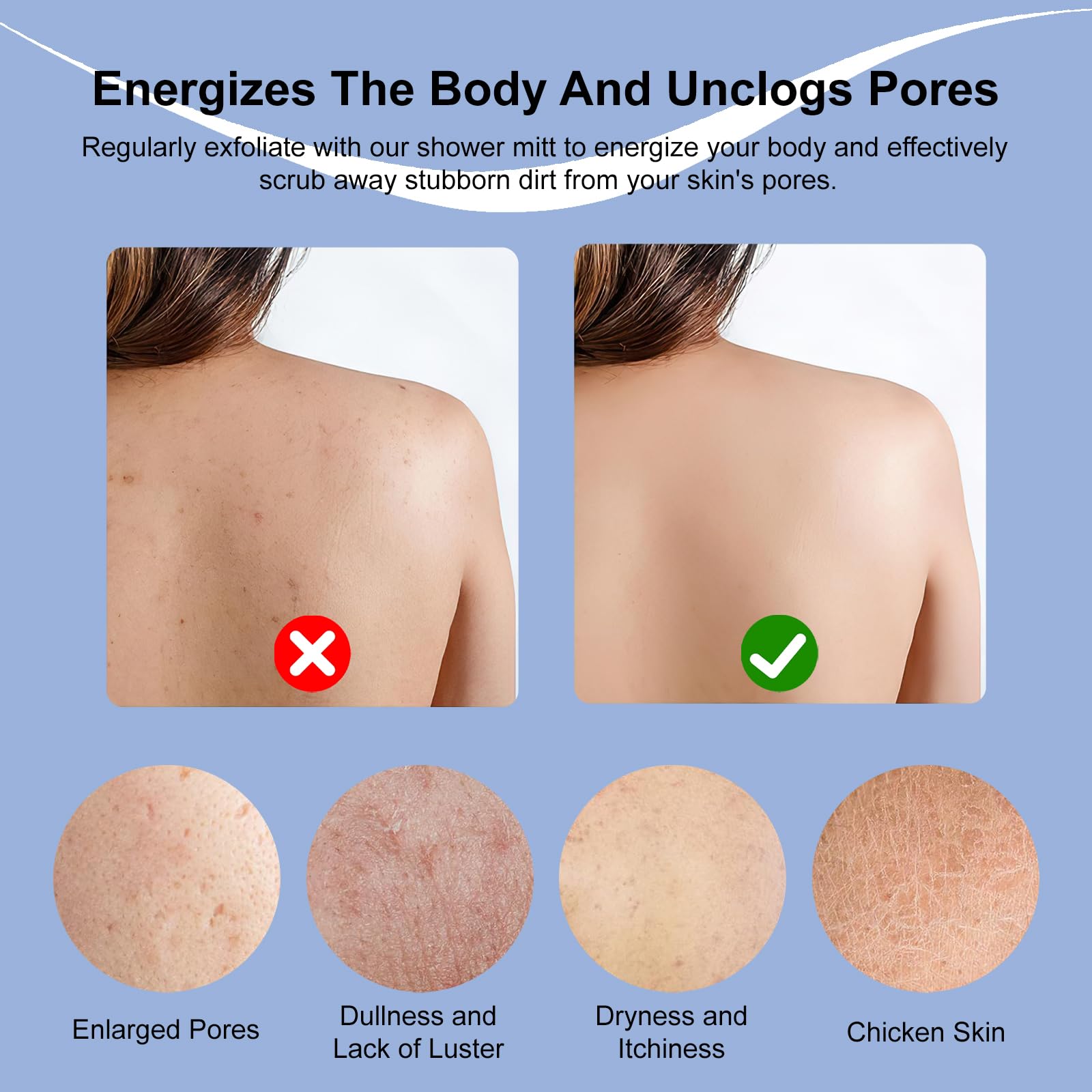 Lafefe 6pcs Bamboo Exfoliating Shower Gloves for Deep Cleansing and Body Scrub 4