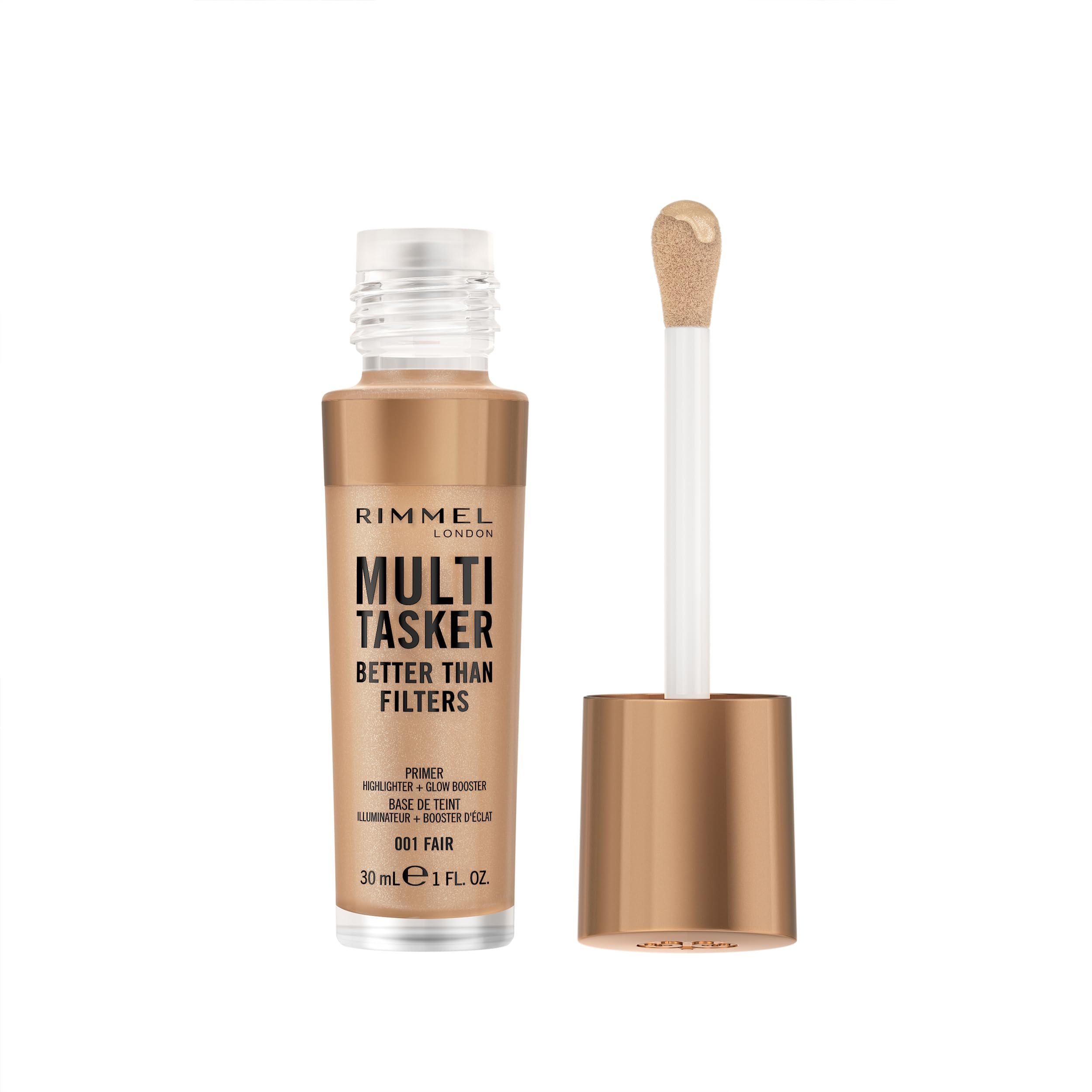 Rimmel Multi Tasker Better Than Filters 3 in 1 Primer, Glow Booster & Highlighter, 001 Fair, Vitamin C & E