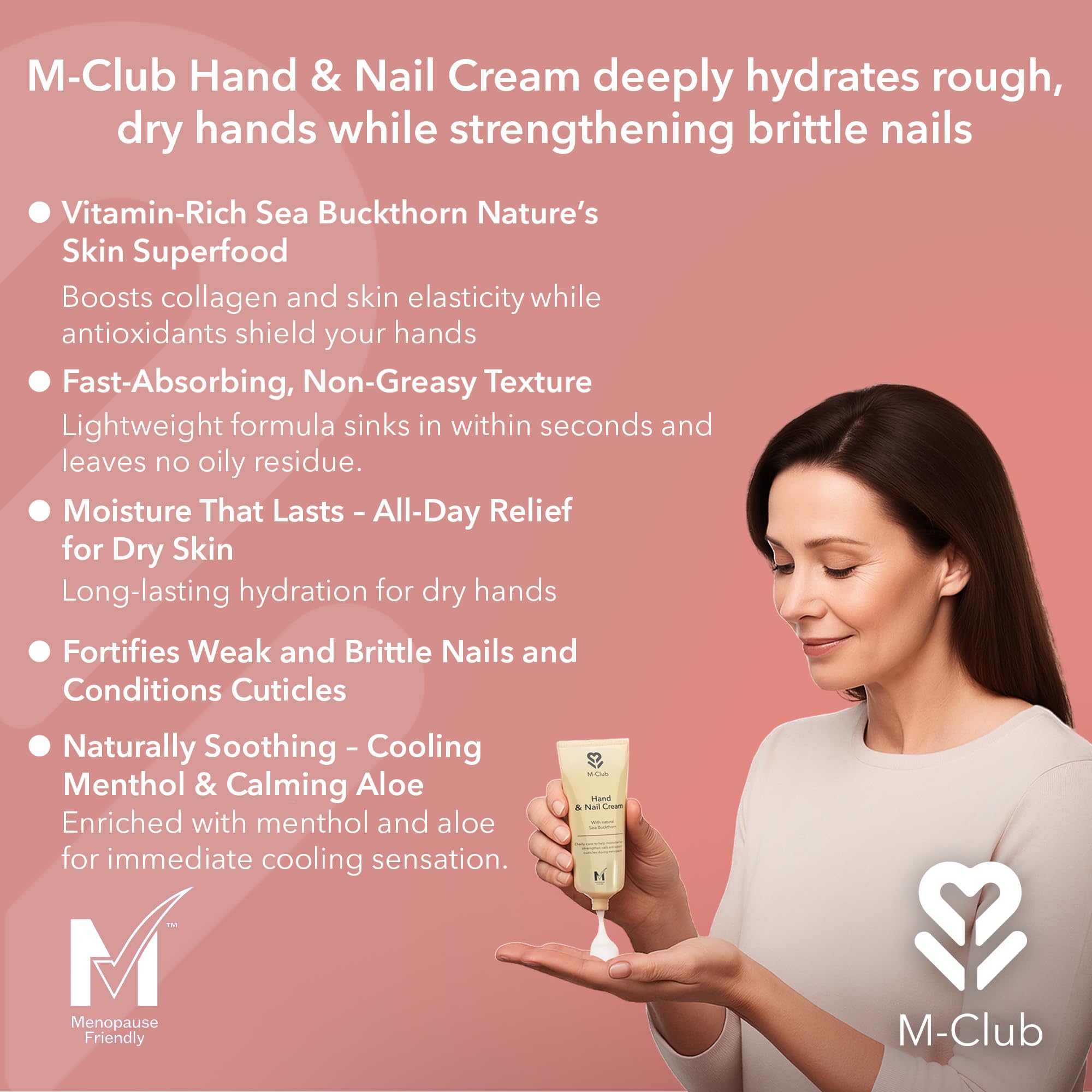 M-Club Hand and Nail Cream with Sea Buckthorn and Shea Butter for Aging Hands