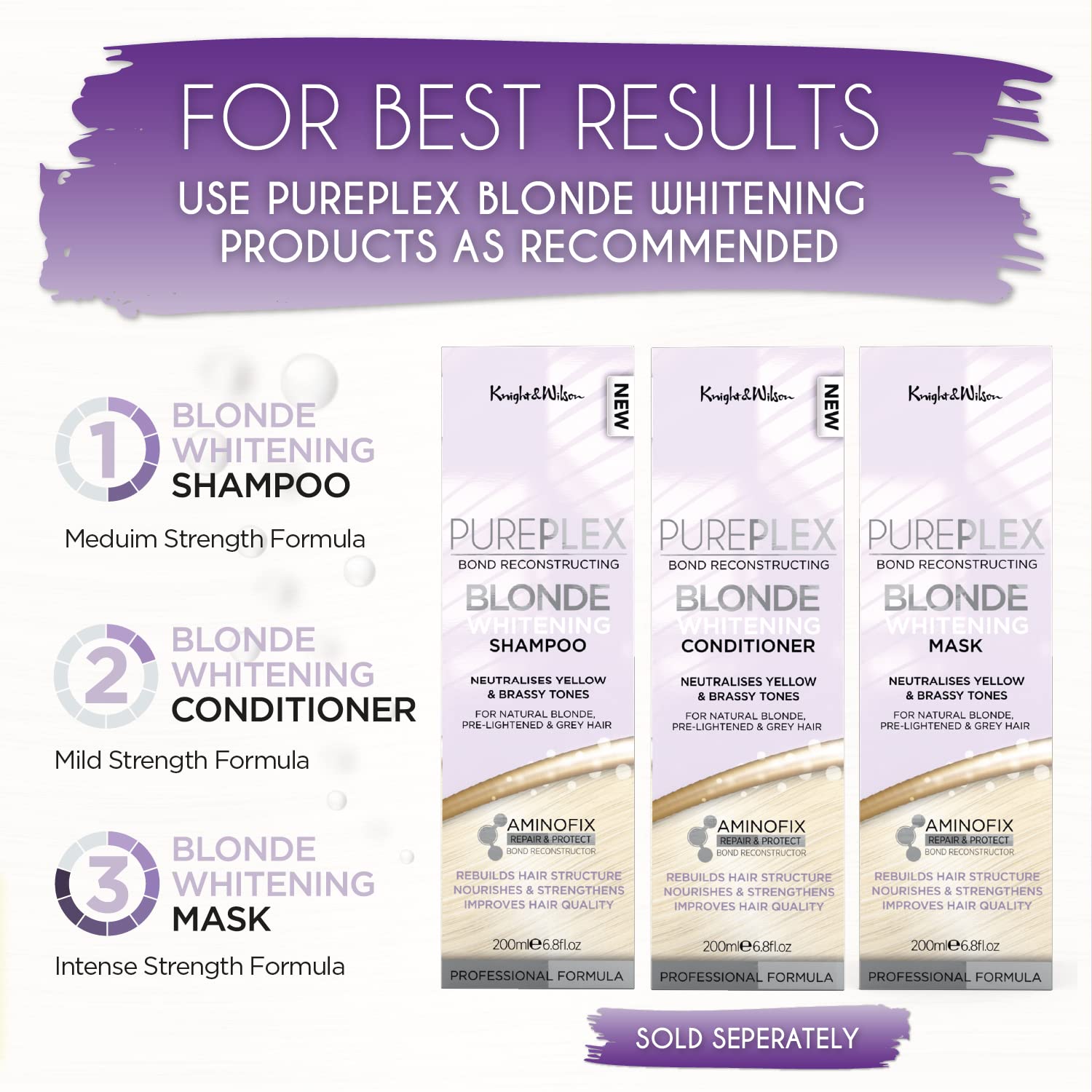 PurePlex Blonde Bond Reconstructing Shampoo – Sulfatfreie Tönung für blondes und graues Haar 5