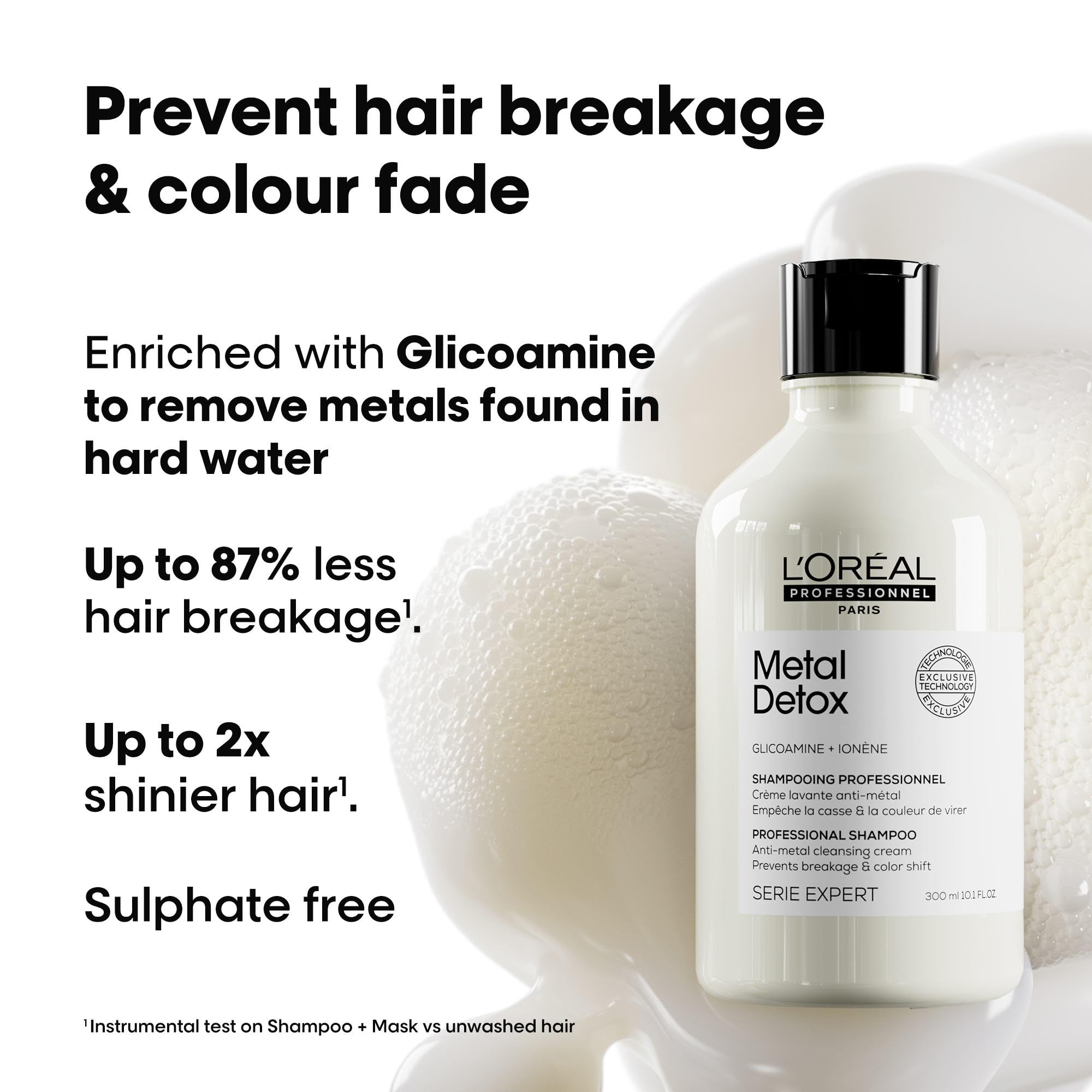 L'Oréal Professionnel Metal Detox Shampoo 300 ml, beugt Haarbruch und Farbverlust durch hartes Wasser vor, klärendes Shampoo, sulfatfrei &amp; vegan, schützt vor Haarschäden 2