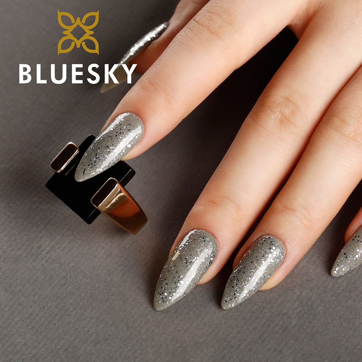 Bluesky Glitter No Wipe Top Coat (GTC05) - Invitation Only, Silver, 10 ml, UV LED Curing Required 4