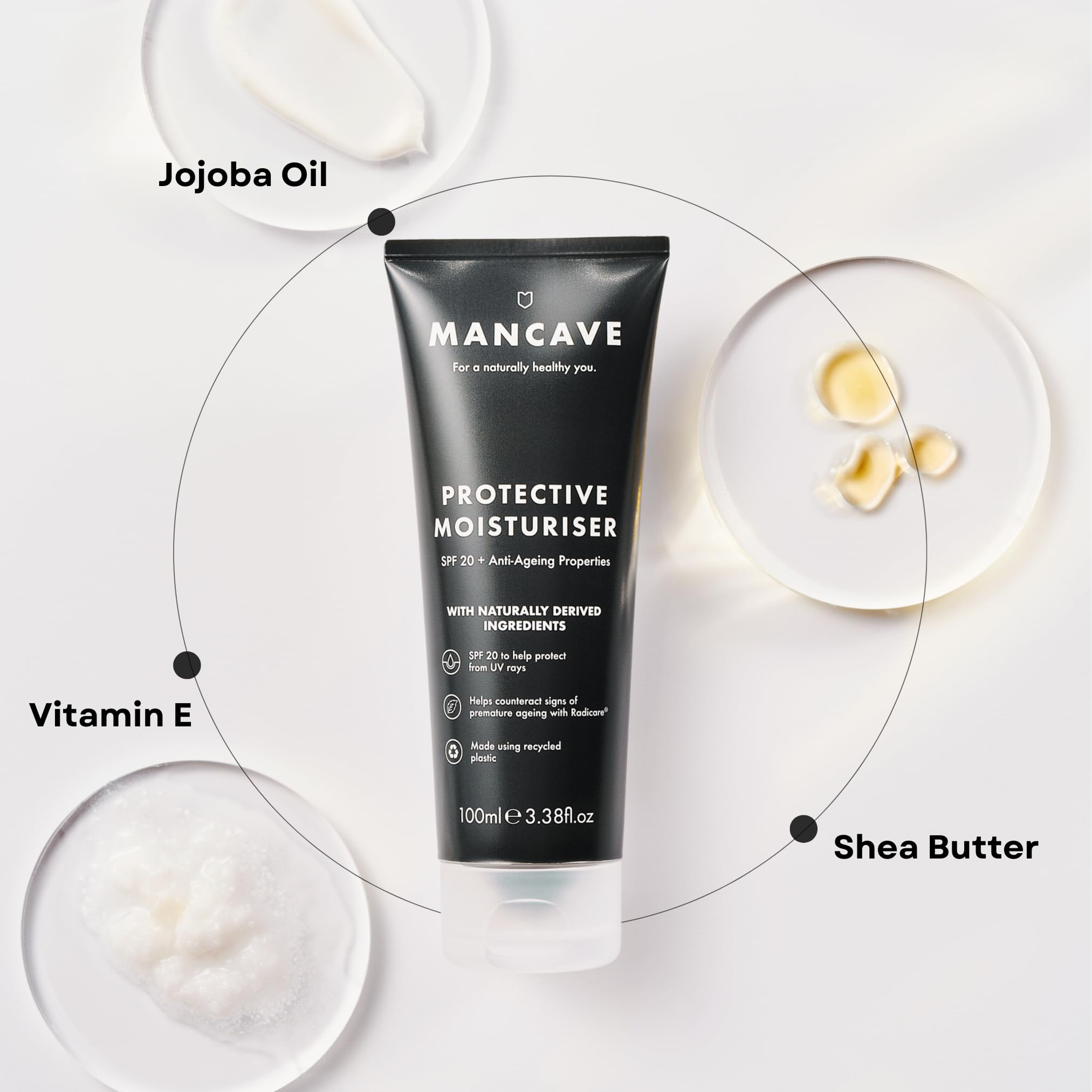 ManCave Anti-Ageing & SPF20 Protective Moisturiser with Shea Butter & Vitamin E 4