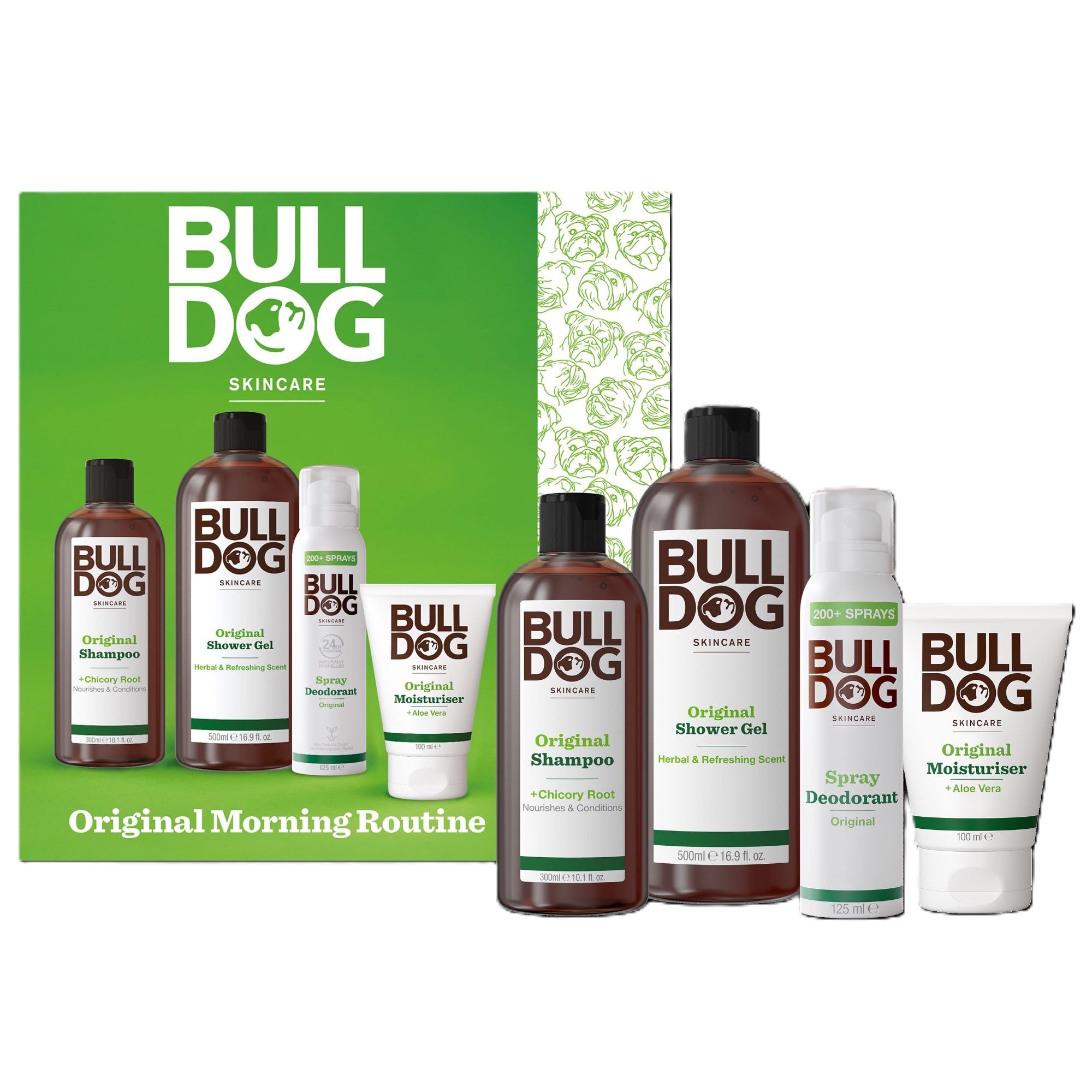 Bulldog Skincare Original Morning Routine Gift Set for Men with Shower Gel & Moisturiser