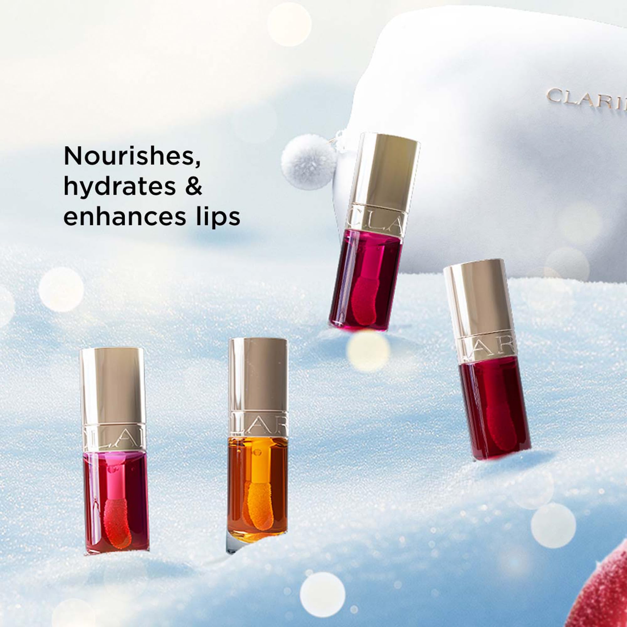 CLARINS Radiant Lips Collection Gift Set | Includes 4 x Full Size Lip Comfort Oils 5