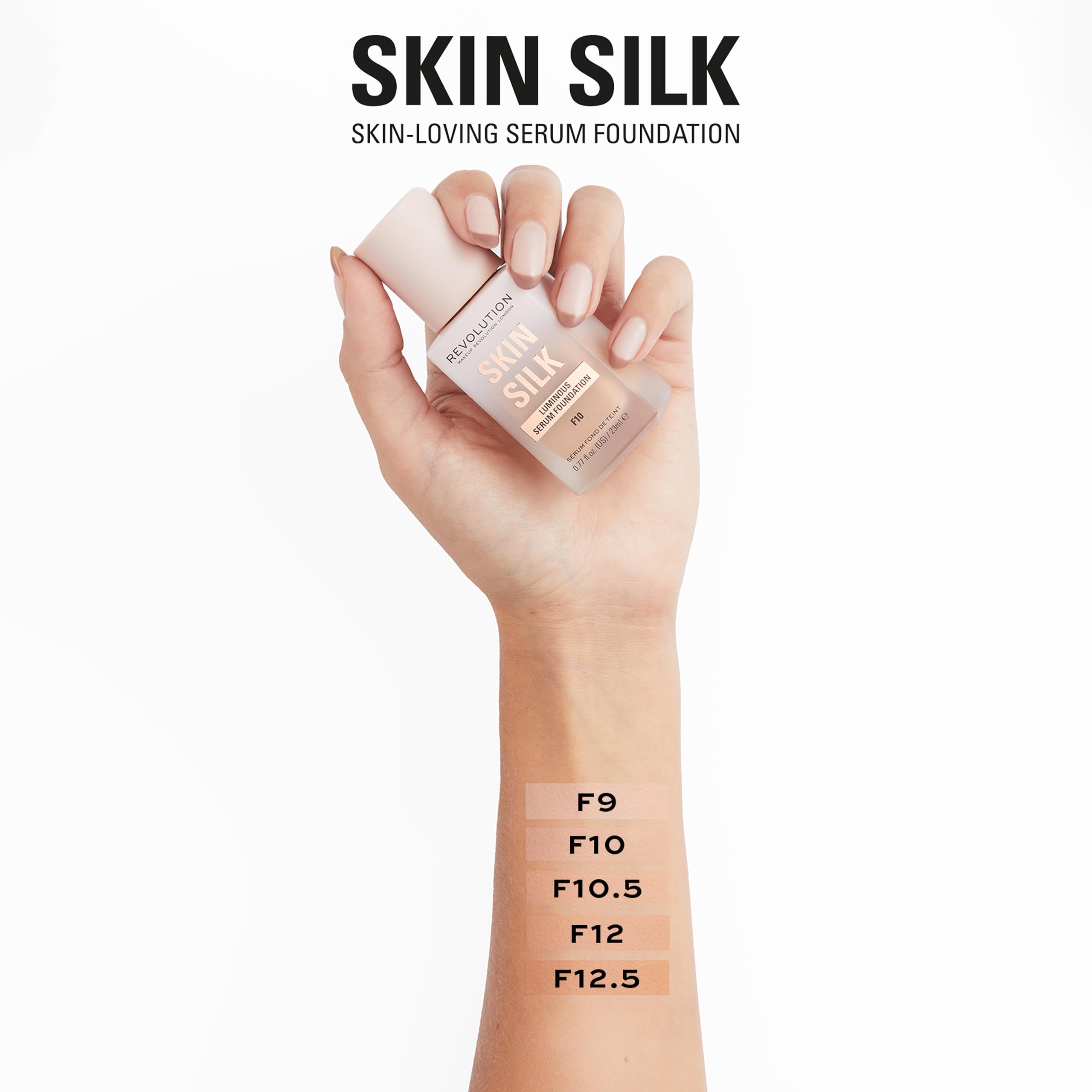 Makeup Revolution Skin Silk Serum Foundation F12 – Leichte bis mittlere Deckkraft mit Hyaluronsäure 7