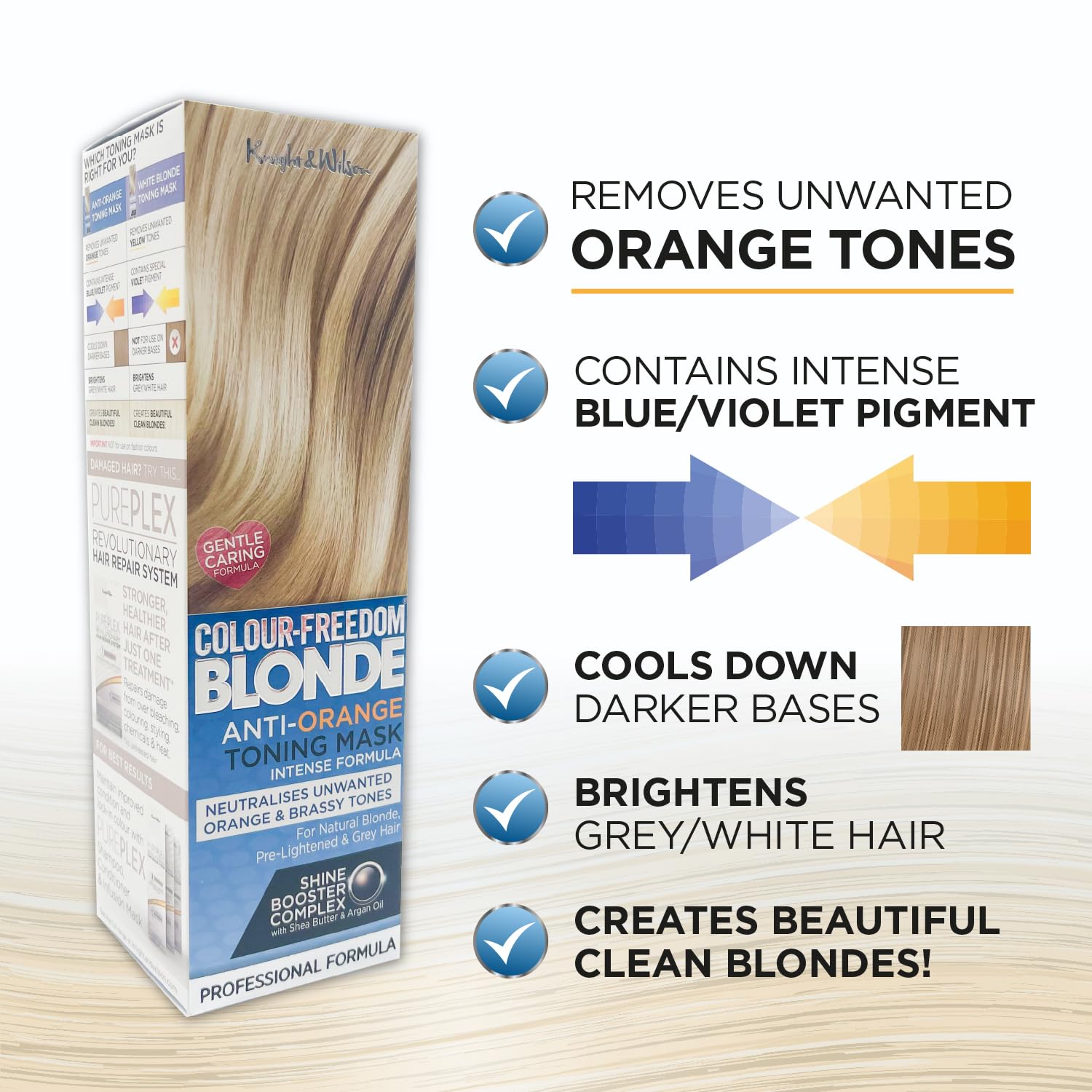 Knight & Wilson Colour-Freedom Blonde Anti-Orange Toner Mask, Semi Permanent Conditioning Treatment 150ml 4