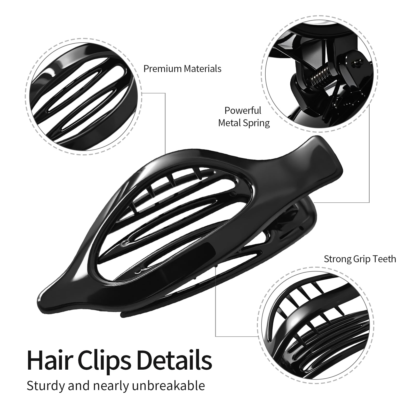 MOXYOY 2 Pcs Flat Hair Claw Clips for Women - Non-Slip Strong Hold Duckbill Accessories 4