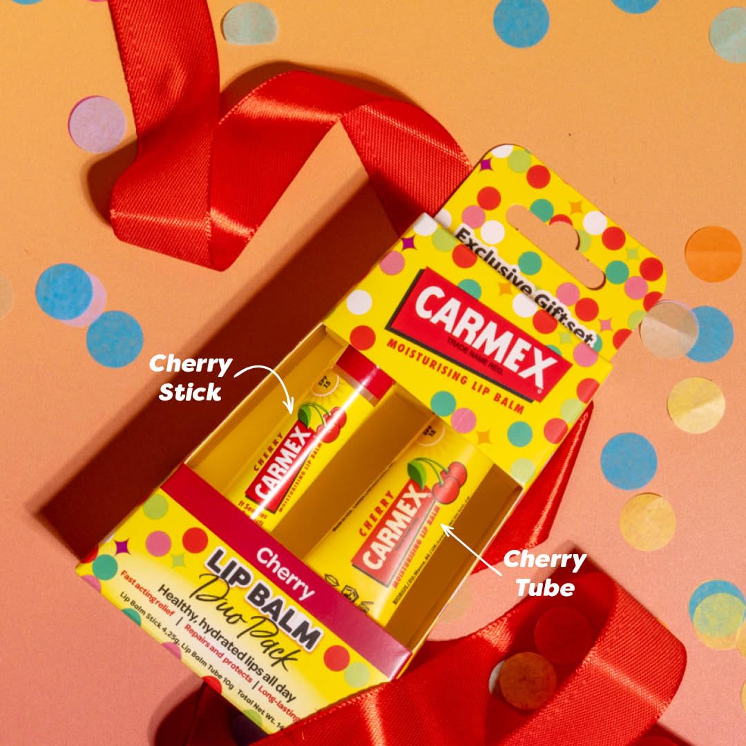 Carmex Cherry Lip Balm Set (Stick & Tube) with SPF 15 Protection 6