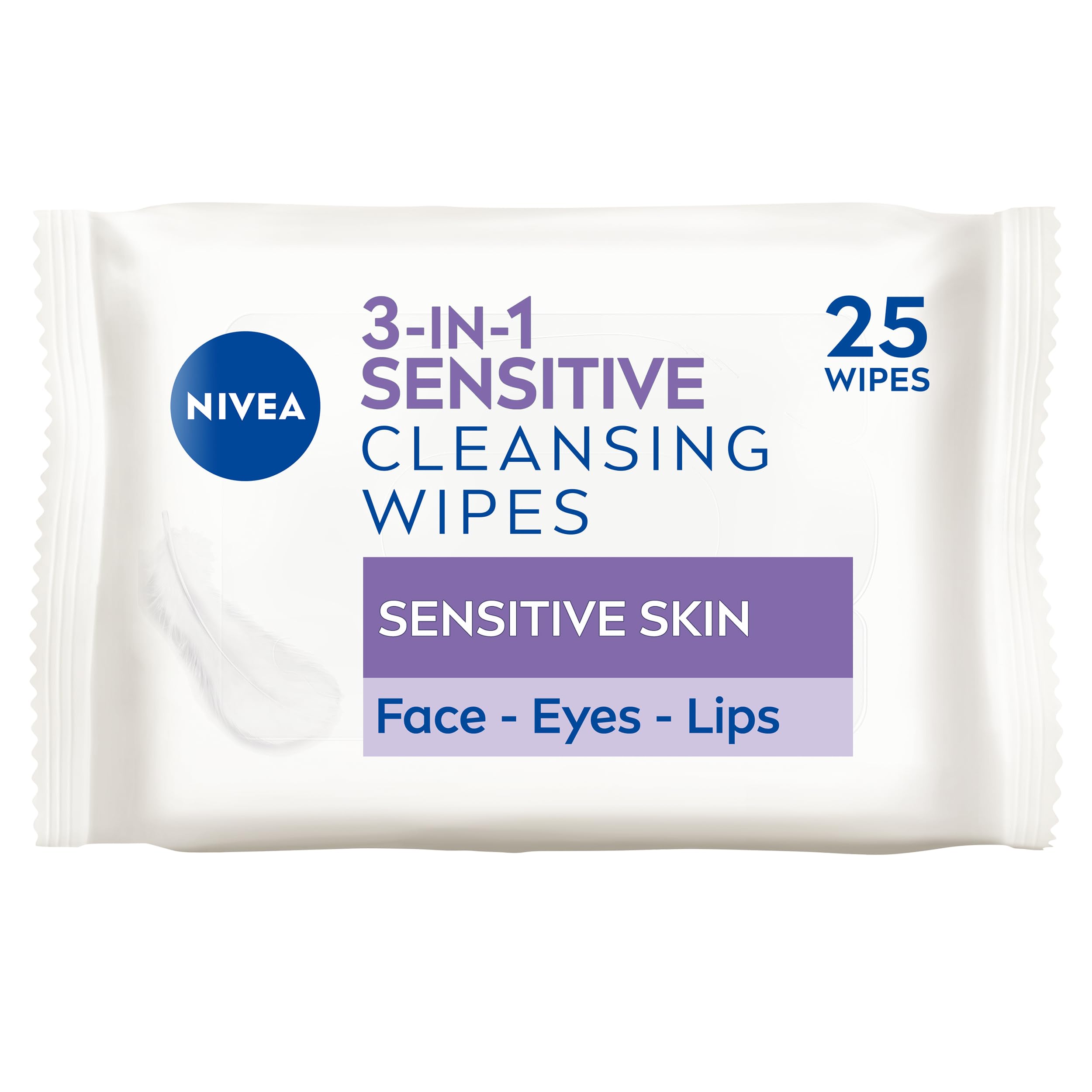 NIVEA 3in1 Sensitive Cleansing Wipes with Pro-Vitamin B5, 25 Sheets