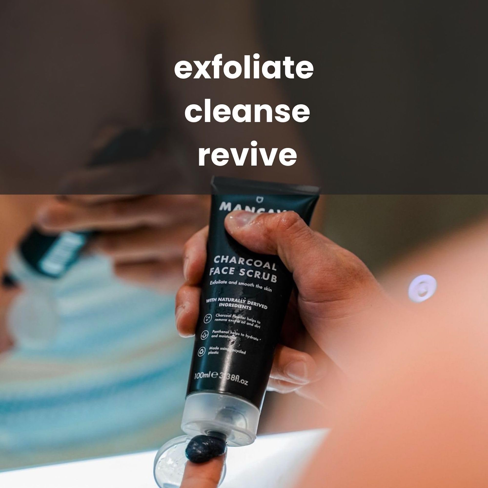 ManCave Charcoal Face Scrub for Men - Deep Cleansing & Exfoliation 100ml 4