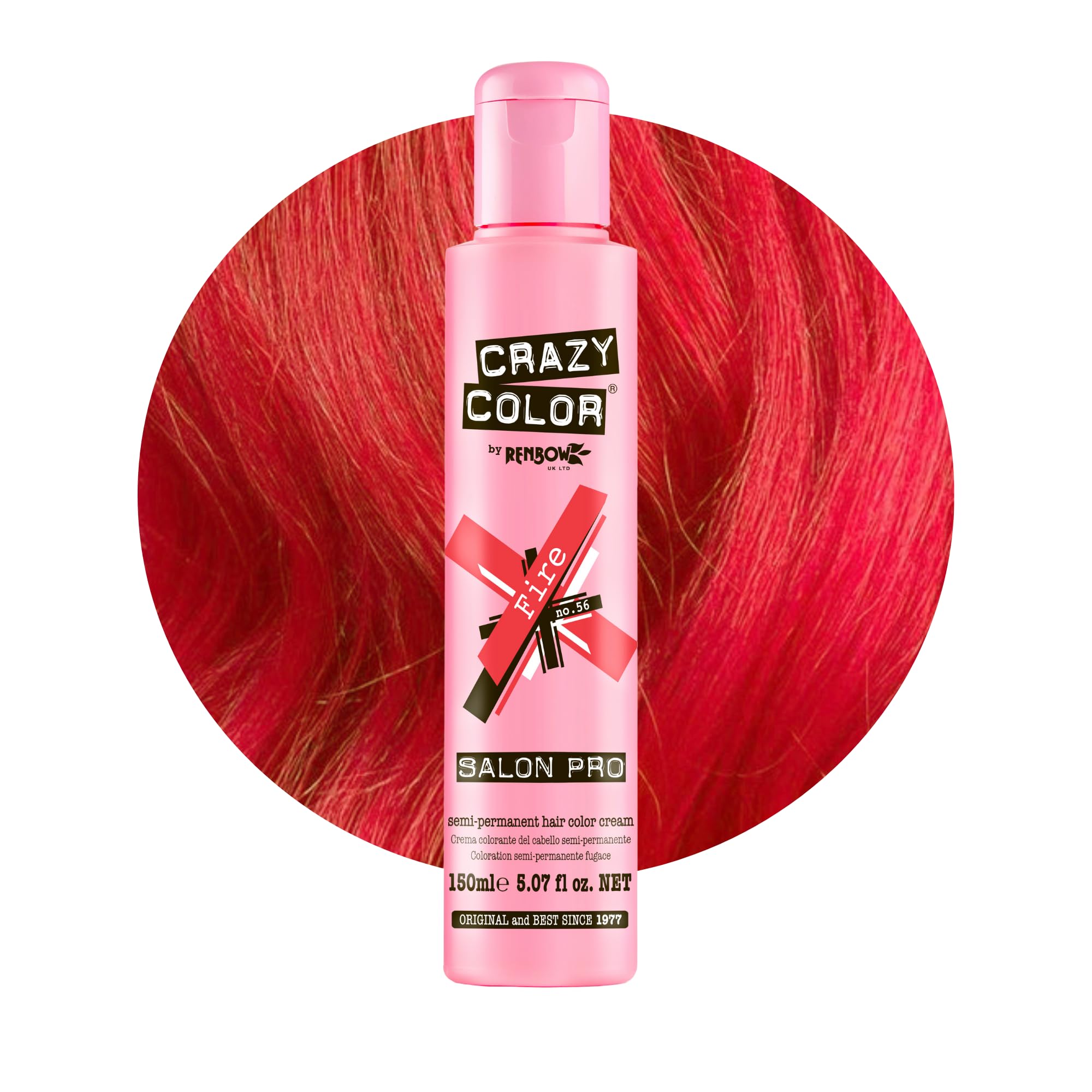 Crazy Color Fire Semi-Permanent Hair Dye - Highly Pigmented Pillarbox Red