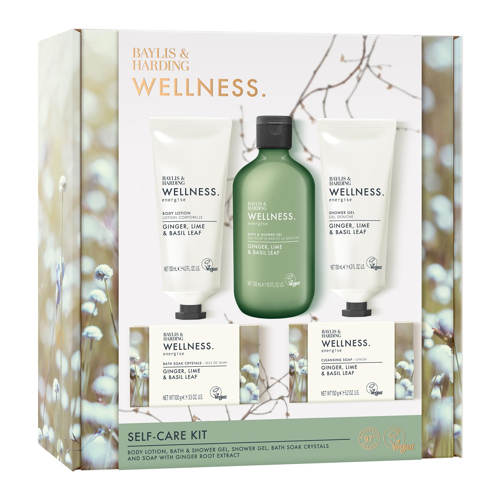 Baylis & Harding Wellness Self-Care Kit Gift Set with Ginger Root Extract 8
