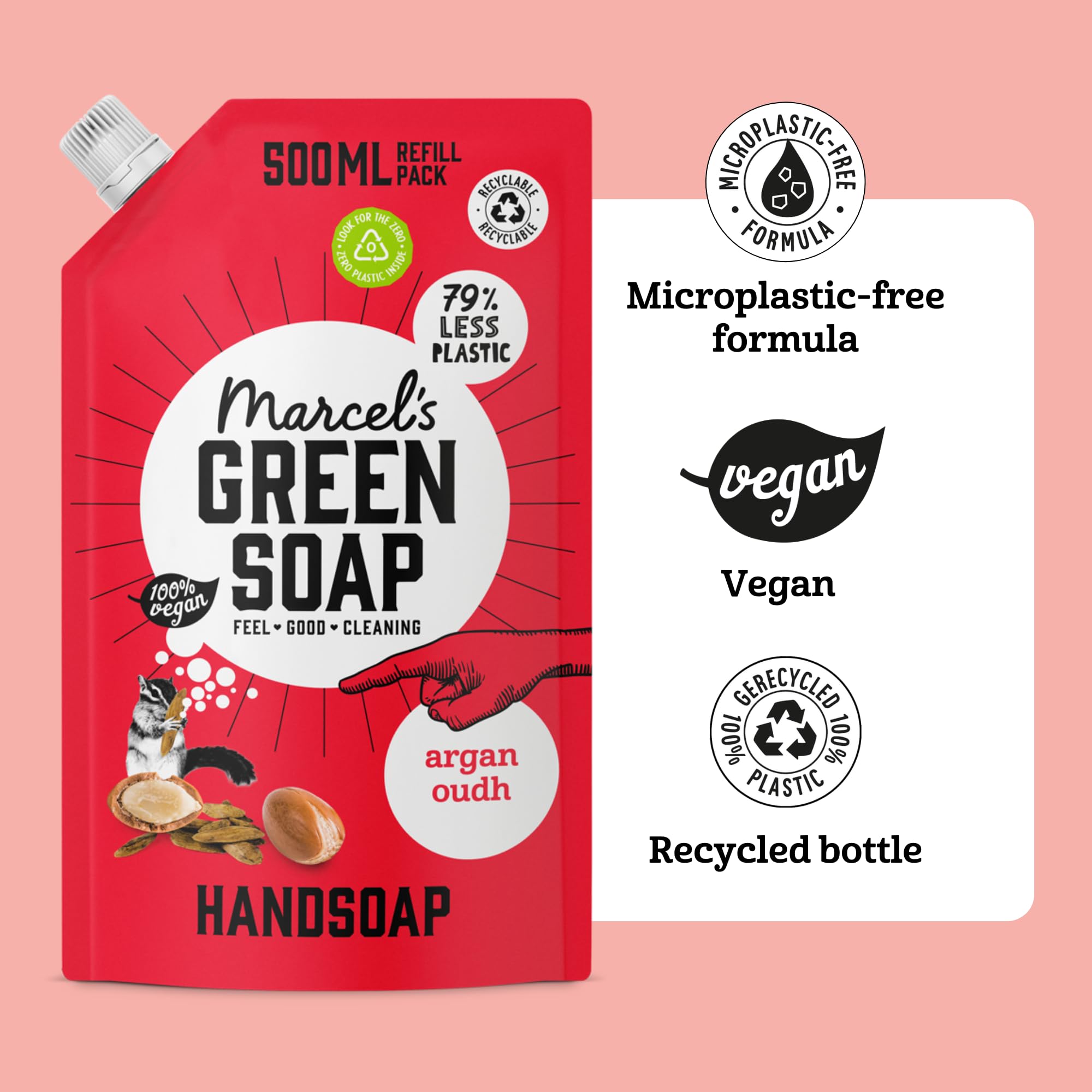 Marcel's Green Soap Argan & Oudh Hand Soap Refill Pack - 97% Biodegradable 4