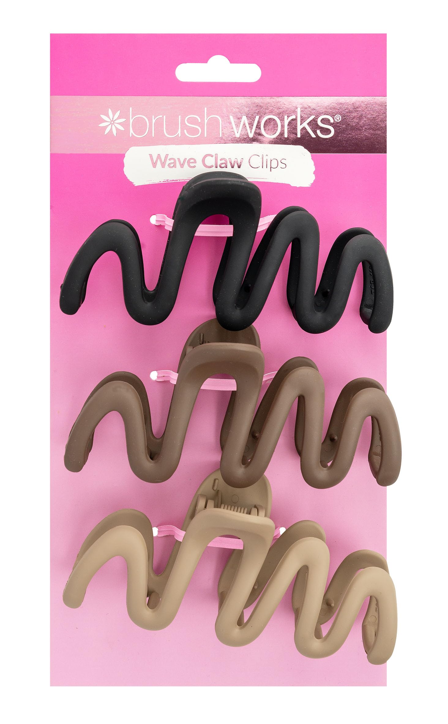 Brushworks Wave Claw Clips – 3 Pack Large Hair Clips with Strong Grip and Trendy Design