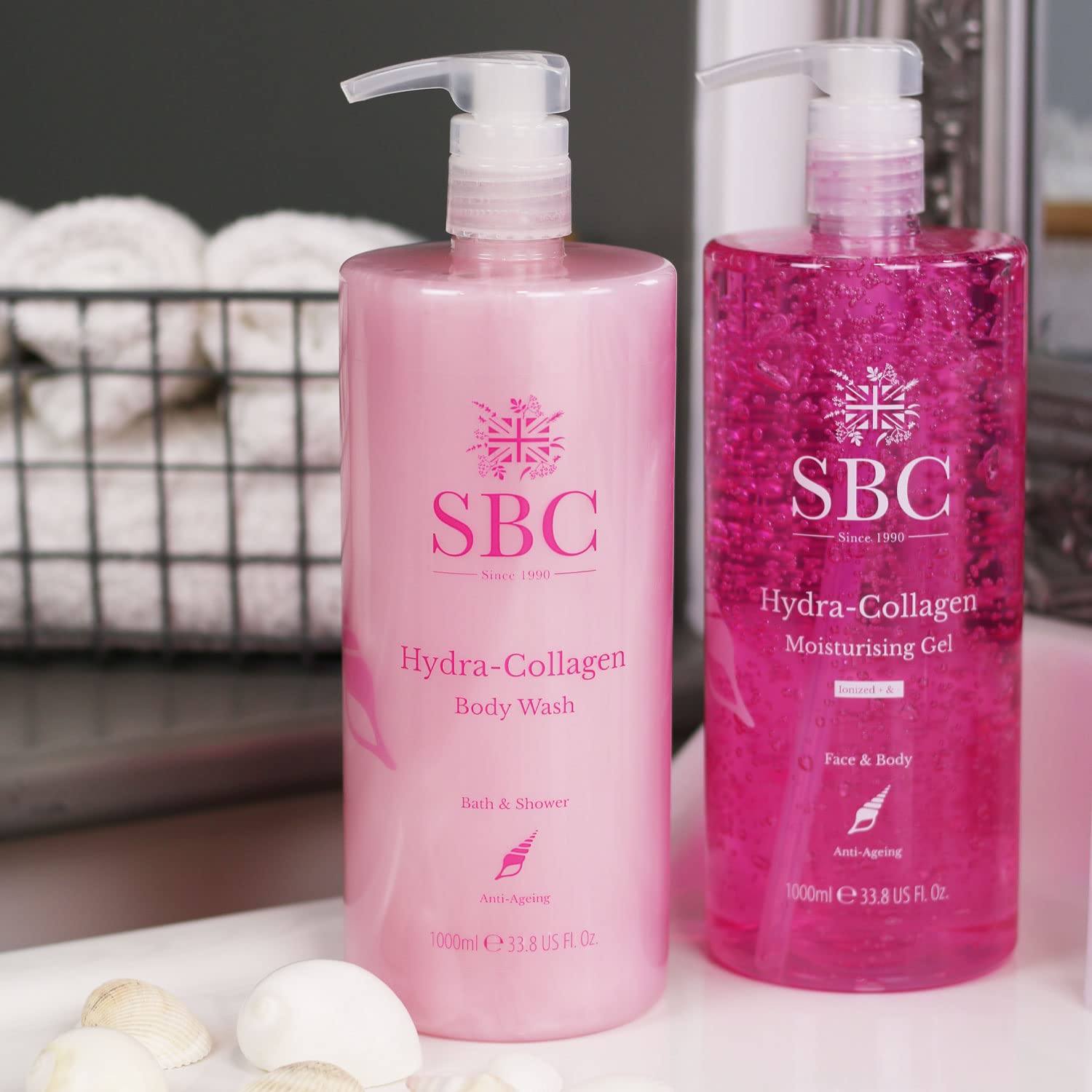 SBC Hydra Collagen Bath and Shower Crème, 1L - Moisturizing Body Wash with Marine Collagen 3