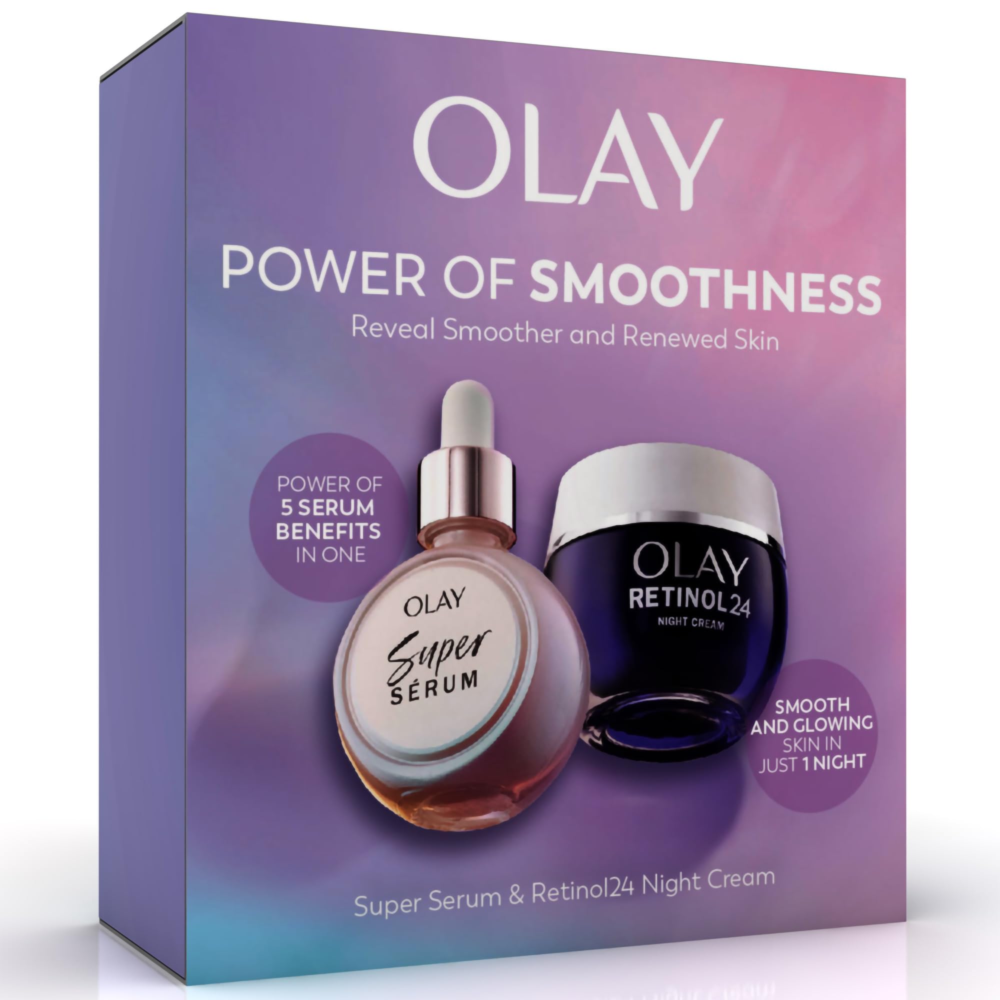 Olay Power of Smoothness Gift Set: Super Serum & Retinol 24 Night Cream Duo