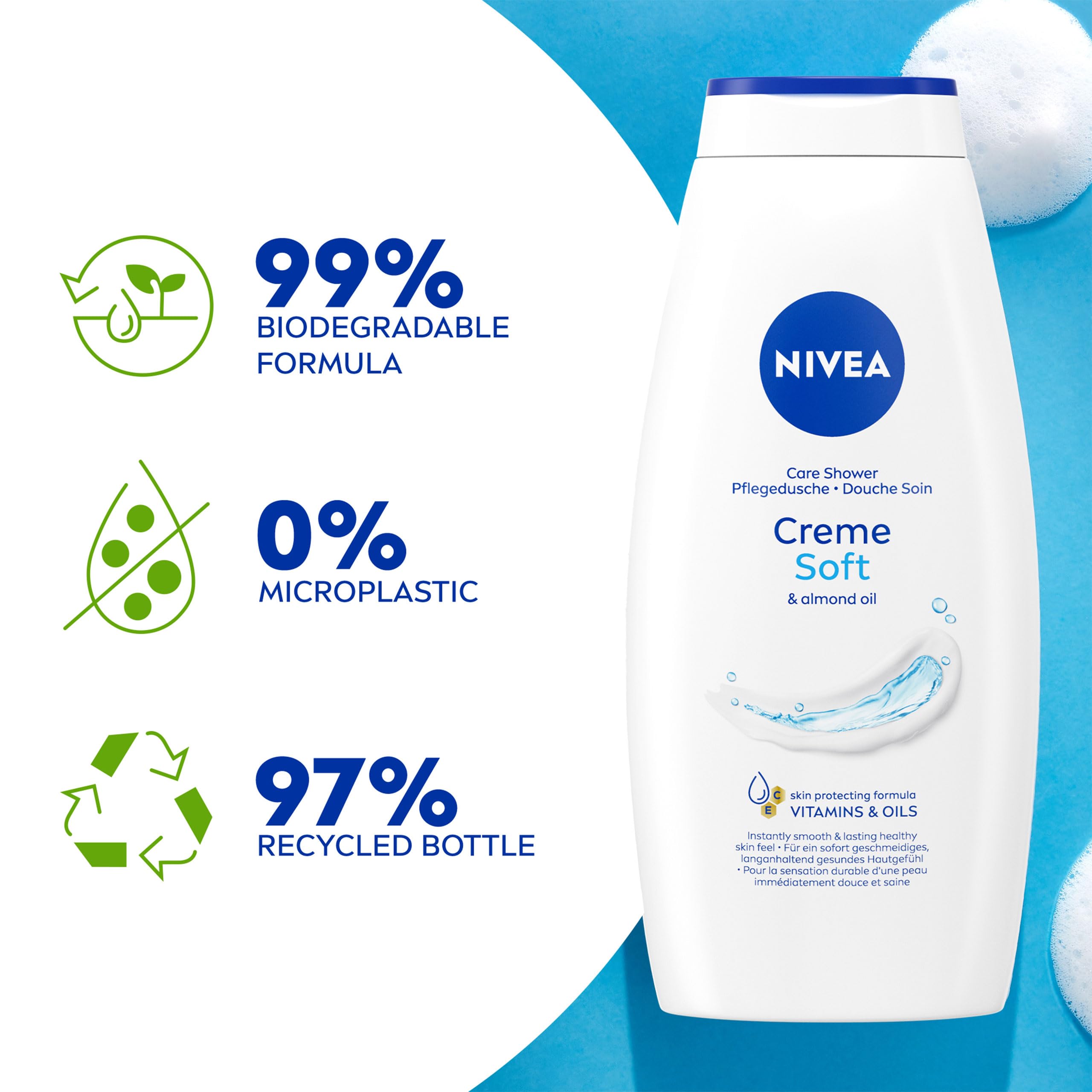 NIVEA Care Shower Creme Soft (750 ml) with Almond Oil, Vitamin C & E for Moisturised Skin 5