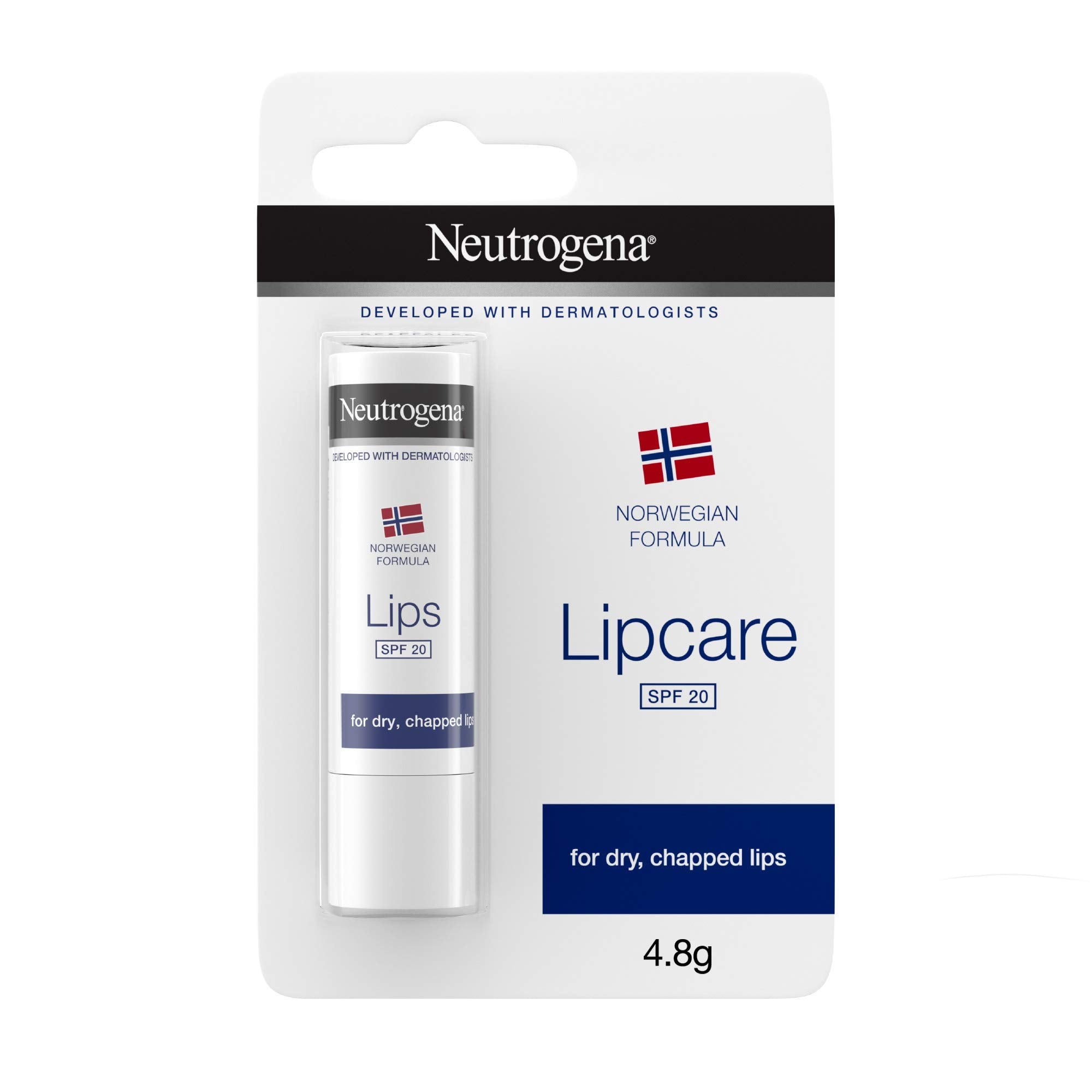 Neutrogena Norwegian Formula Lip Care SPF 20 for Dry, Chapped Lips (4.8g)