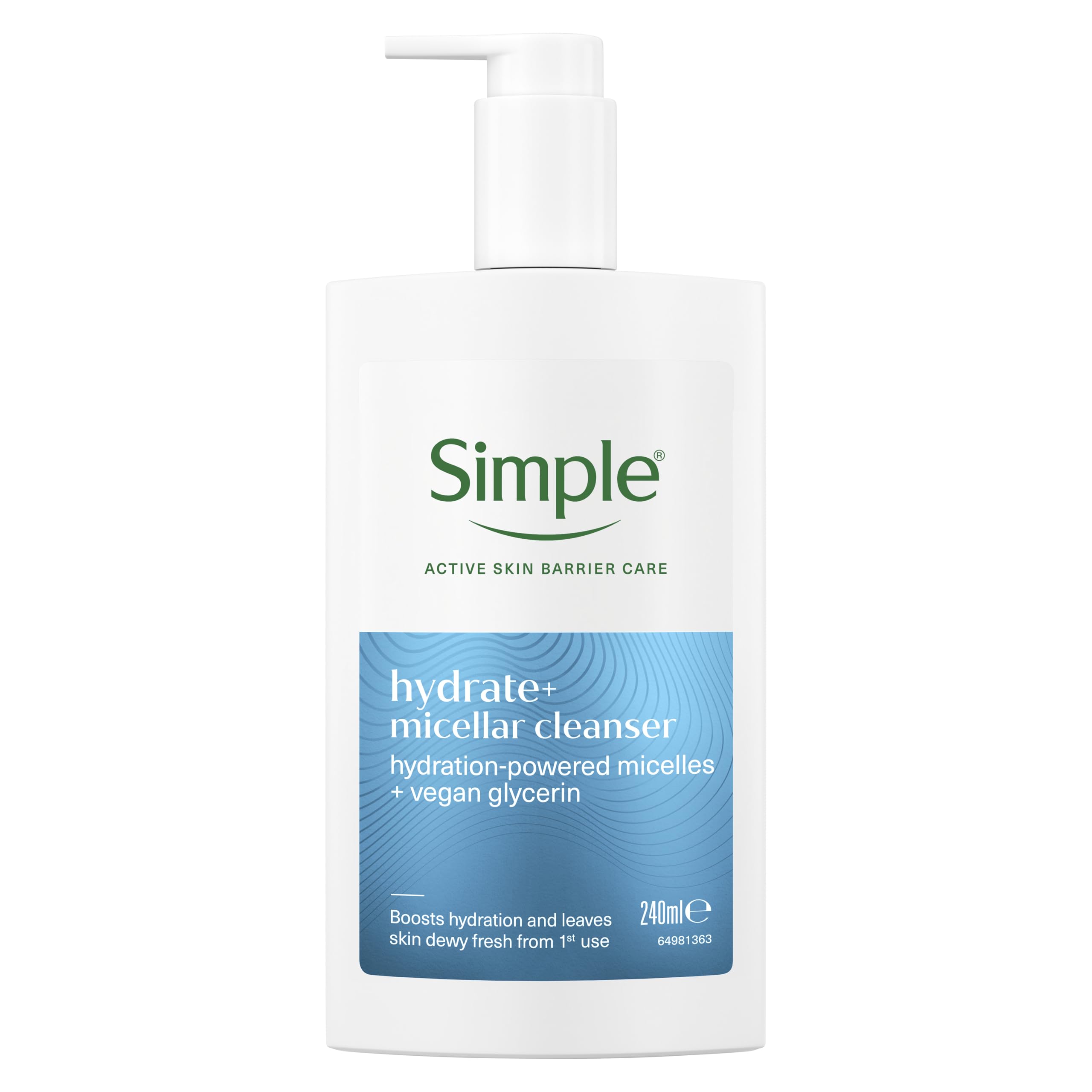 Simple Hydrate+ Micellar Facial Cleanser with Vegan Glycerin for Hydration