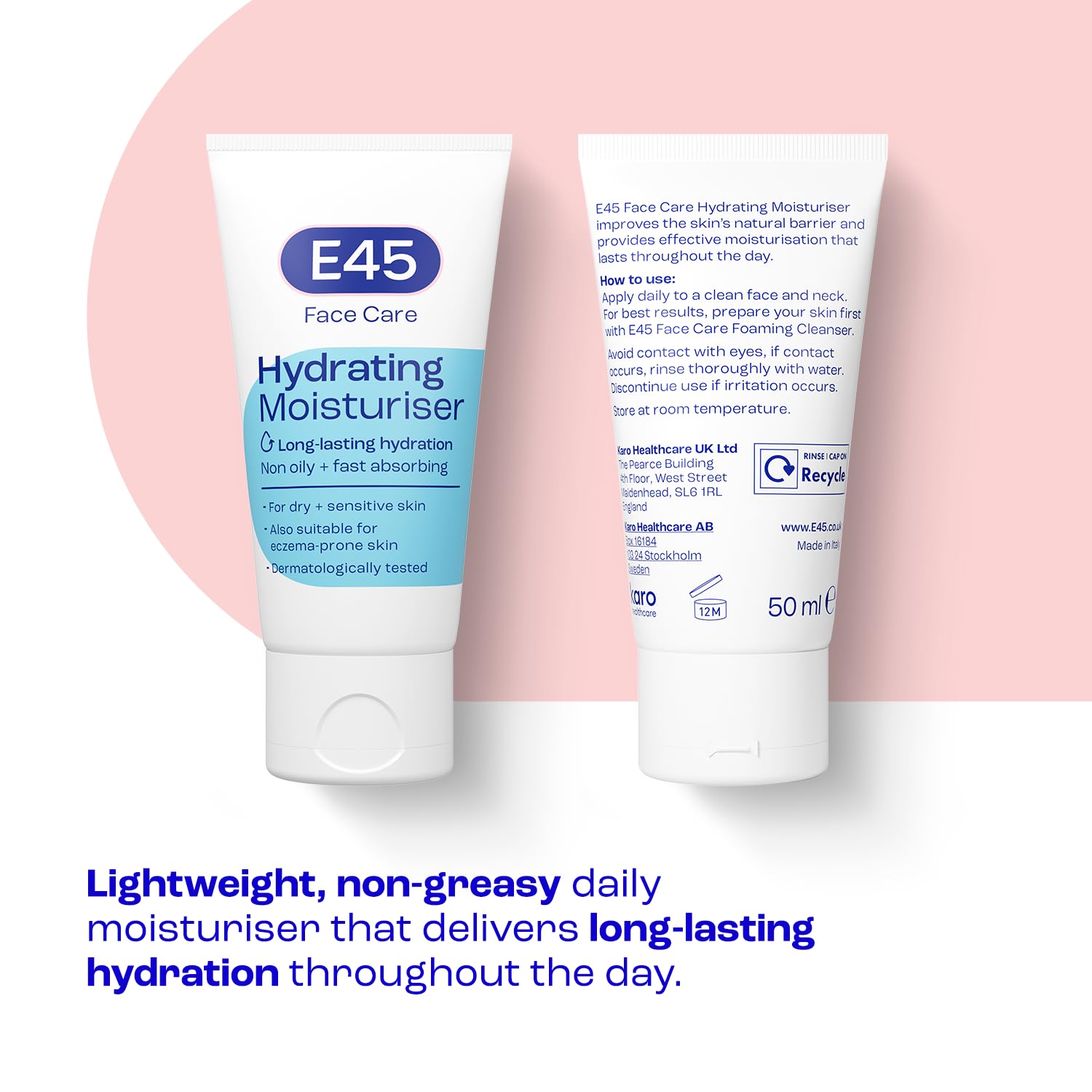 E45 Hydrating Face Moisturiser Cream for Dry & Sensitive Skin - 50ml