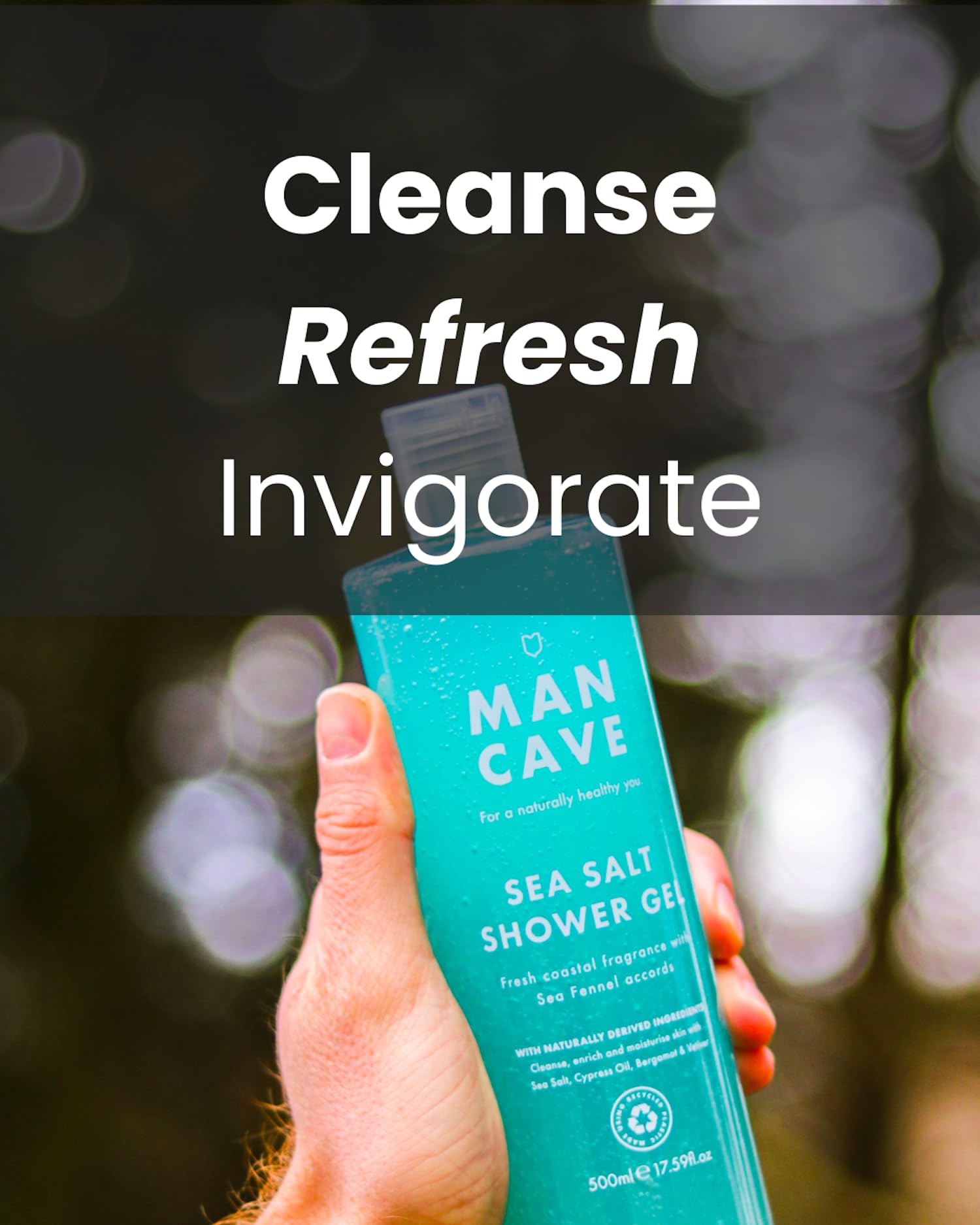 ManCave Sea Salt Shower Gel for Men with Sea Fennel and Cypress - Coastal Aroma 4