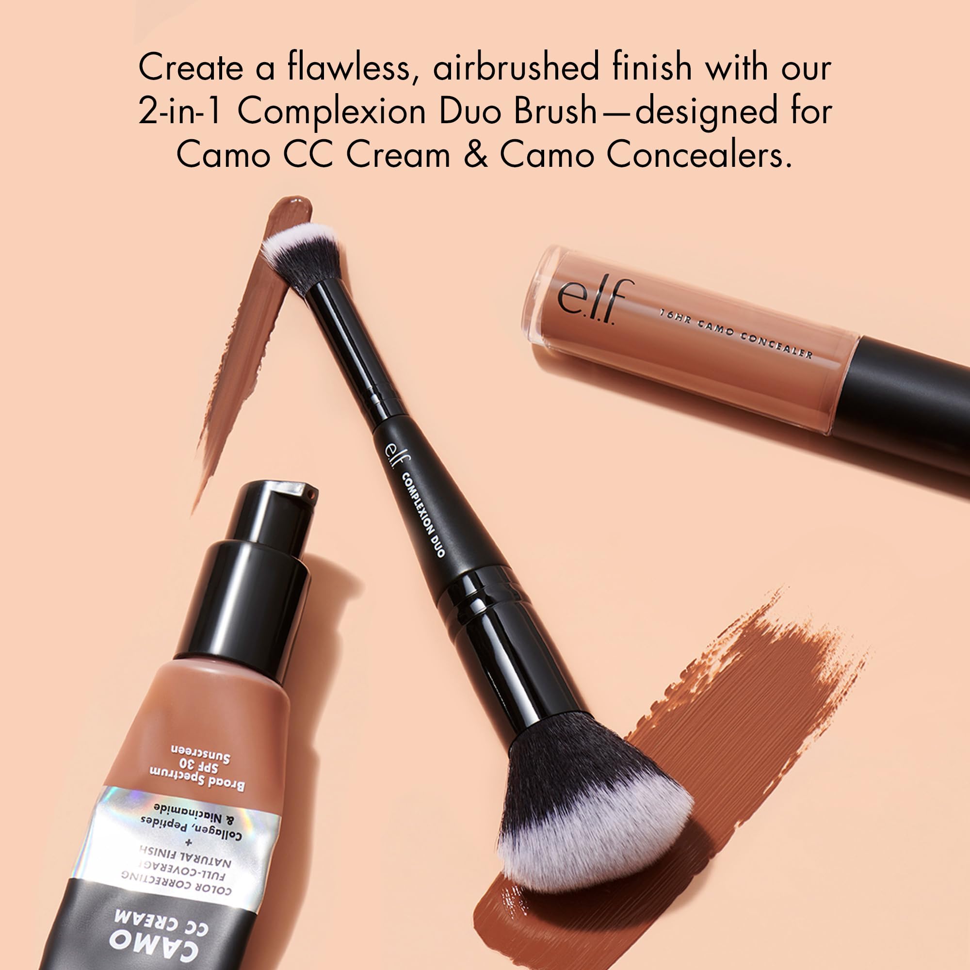 e.l.f. 2-in-1 Concealer & Foundation Complexion Duo Brush for Flawless Finish 2