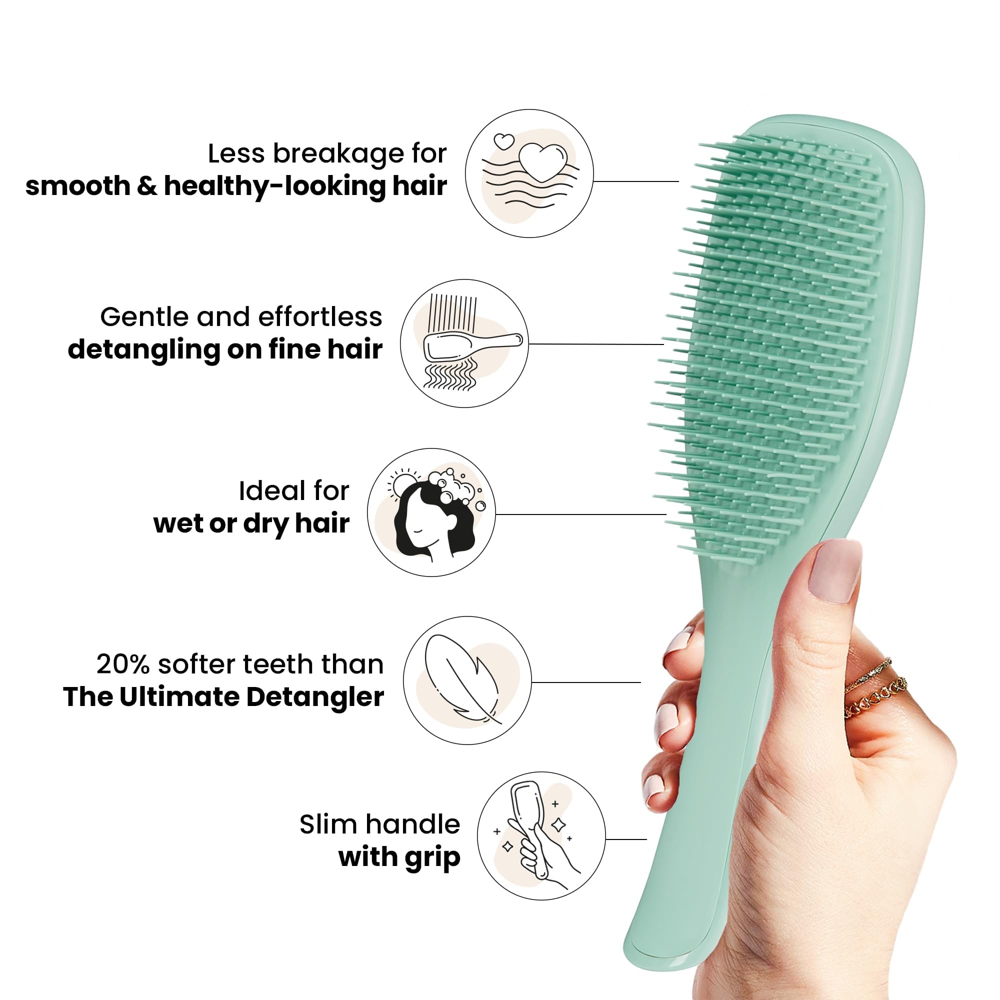 Tangle Teezer Fine and Fragile Ultimate Detangler Hairbrush for Coloured, Fine & Thin Hair - Dark Teal 4