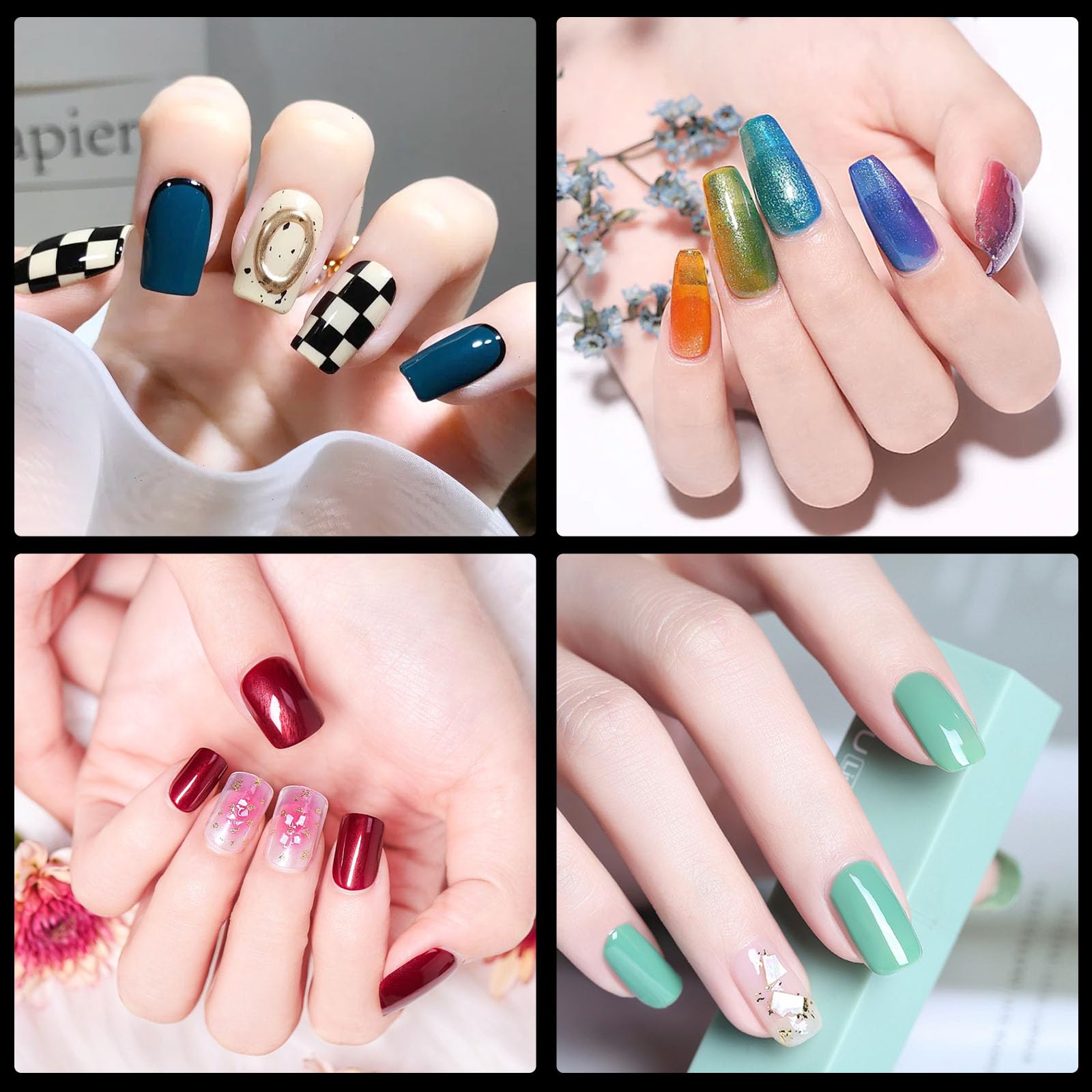 Diboniur Medium Square Full Cover Nail Tips - 550PCS in 11 Sizes, Half Matte Finish 7