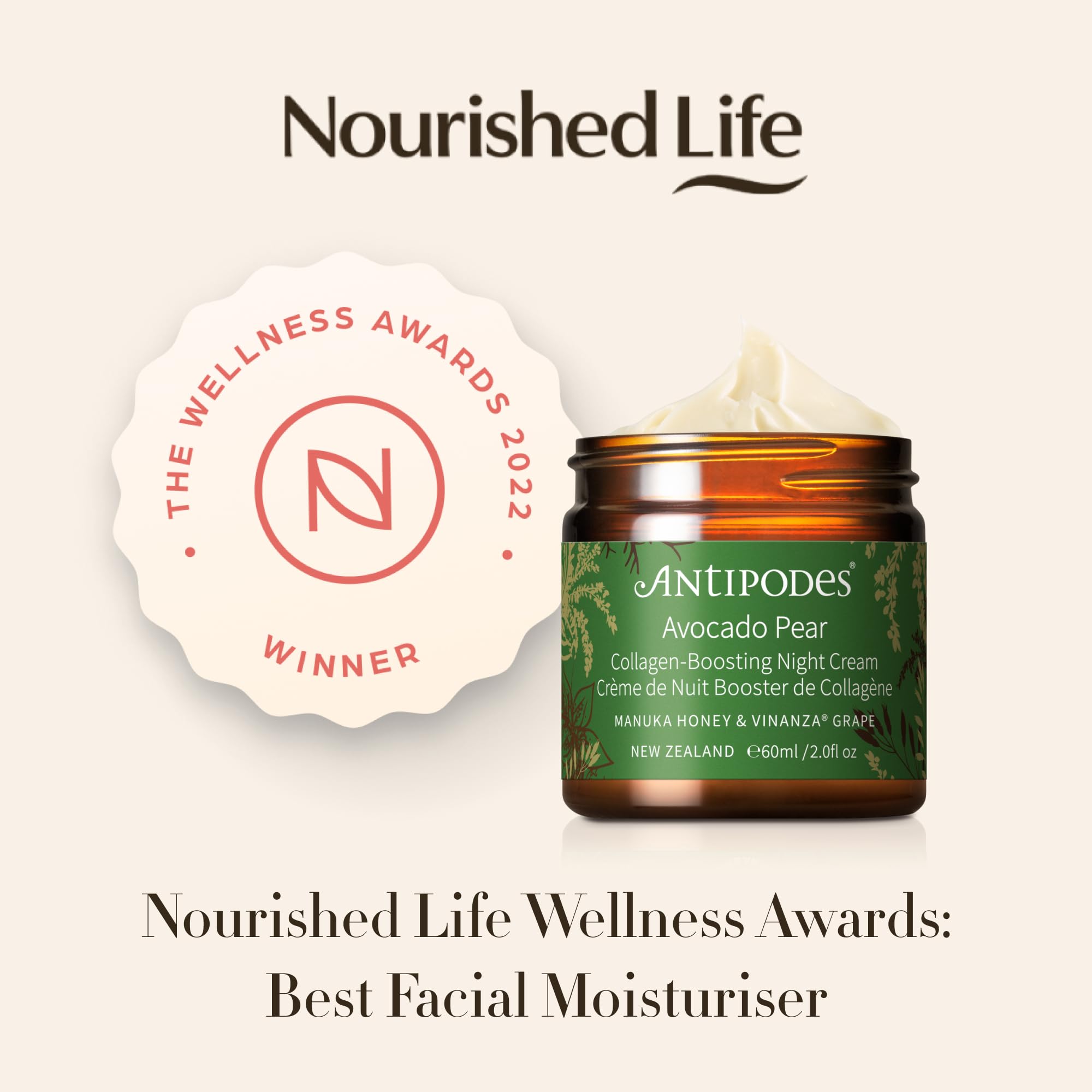 ANTIPODES Avocado Pear Nourishing Night Cream 60ml with Manuka Honey & Vinanza Grape 4