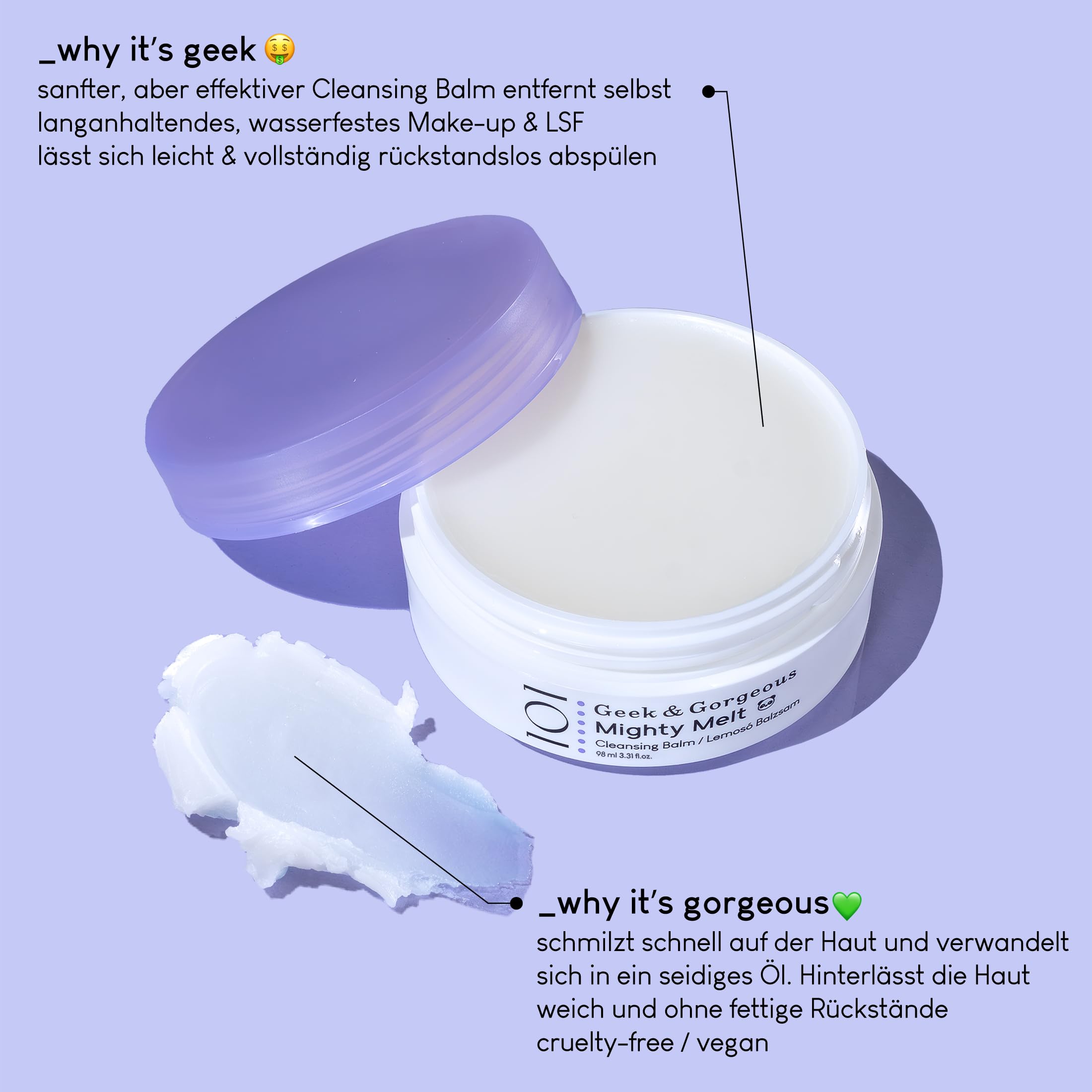 Geek & Gorgeous Mighty Melt Cleansing Balm for Waterproof Makeup and Sunscreen Removal 4