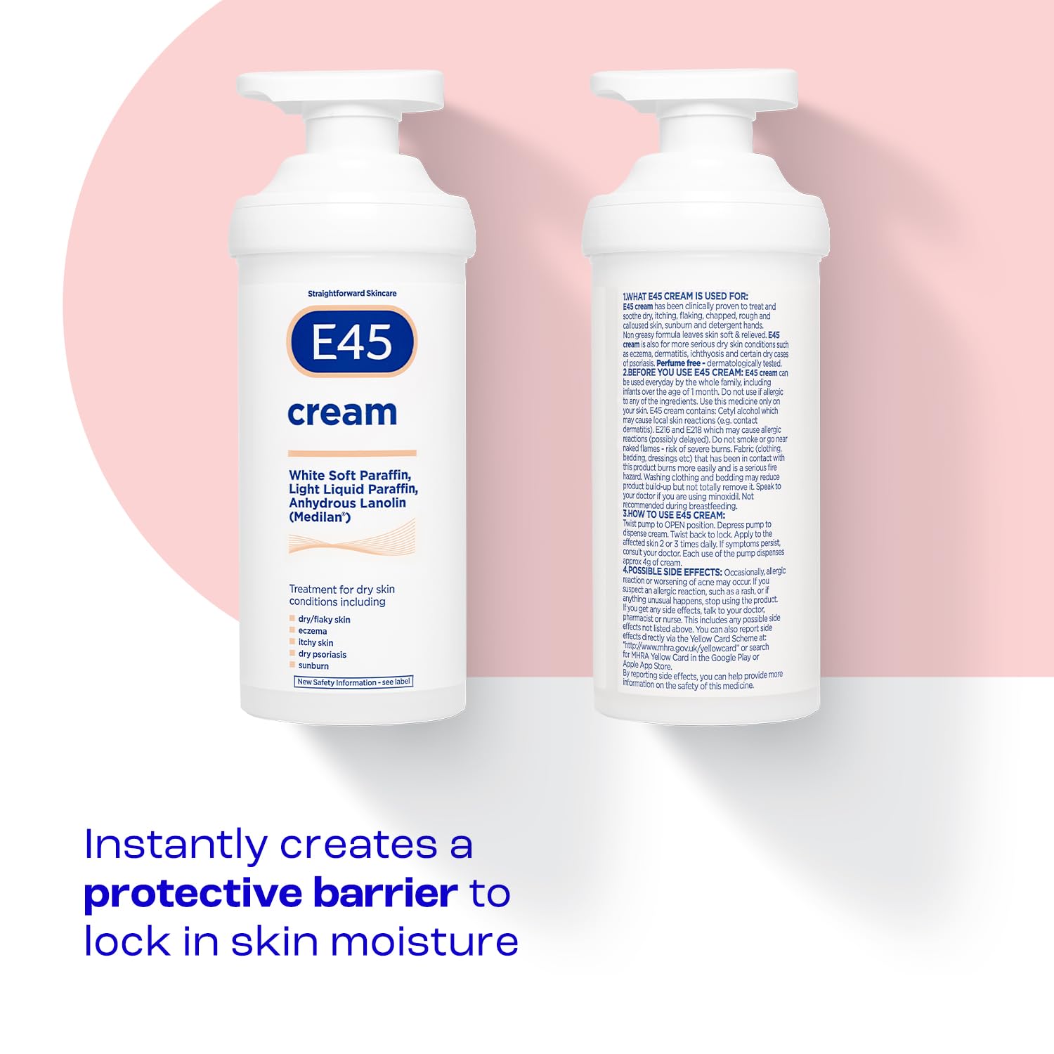 E45 Cream 500g for Dry, Irritated Skin, Eczema, and Dermatitis Relief