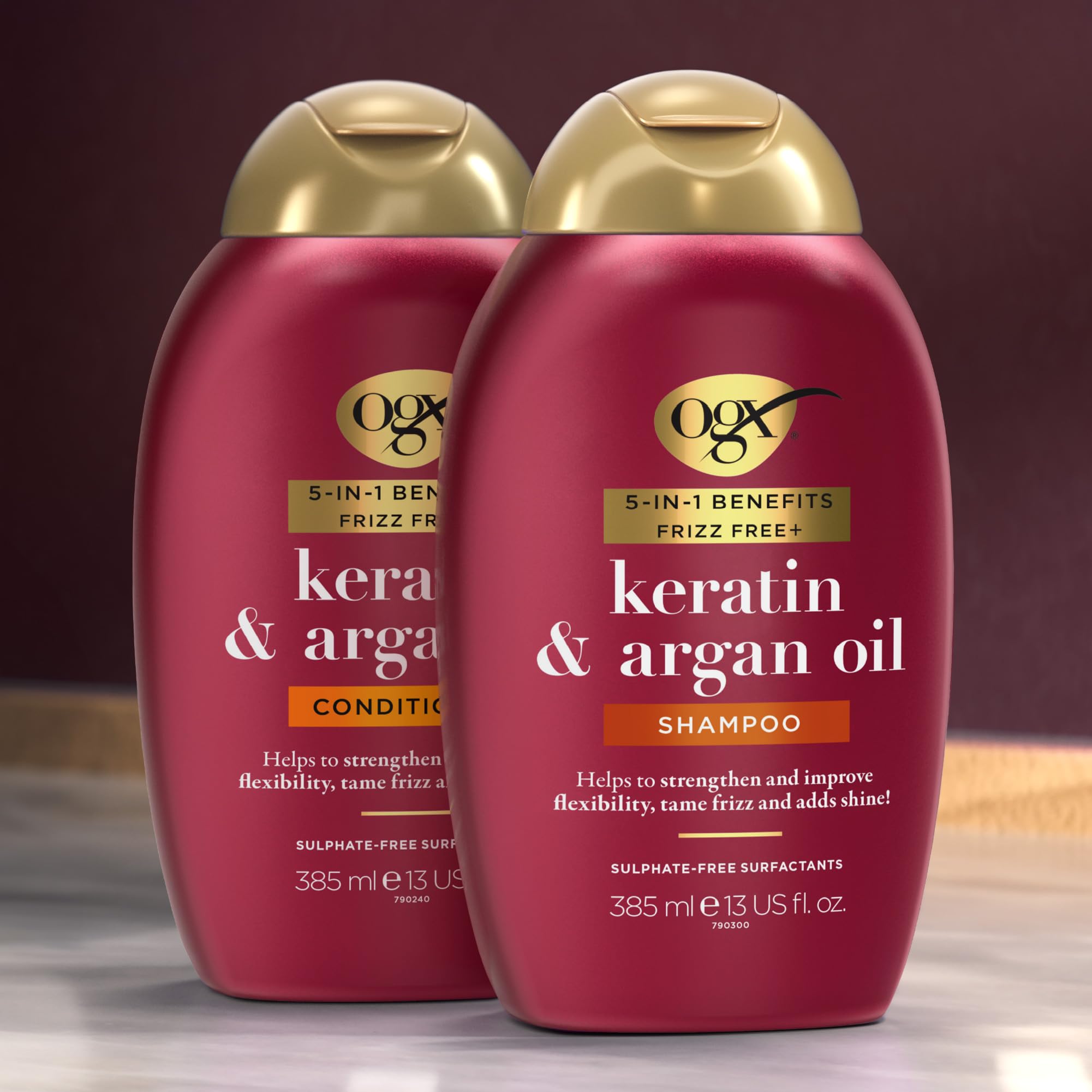 OGX 5-in-1 Benefits Frizz Free Shampoo with Keratin, Argan Oil & Ceramide 4