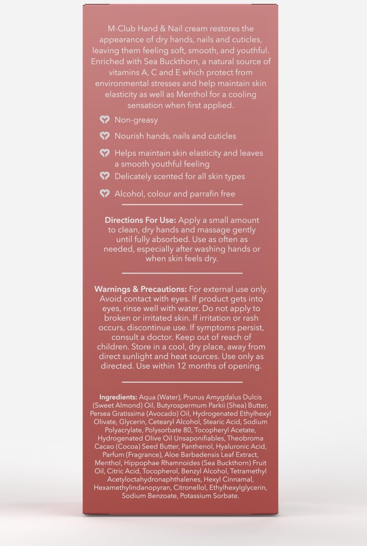 M-Club Hand and Nail Cream with Sea Buckthorn and Shea Butter for Aging Hands 7