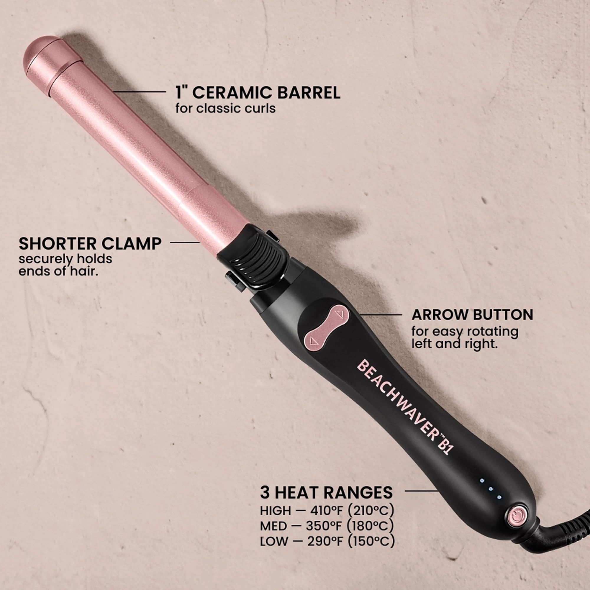 Beachwaver Co. B1 Automatic Rotating Curling Iron - 1-Inch Barrel, Midnight Rose 5