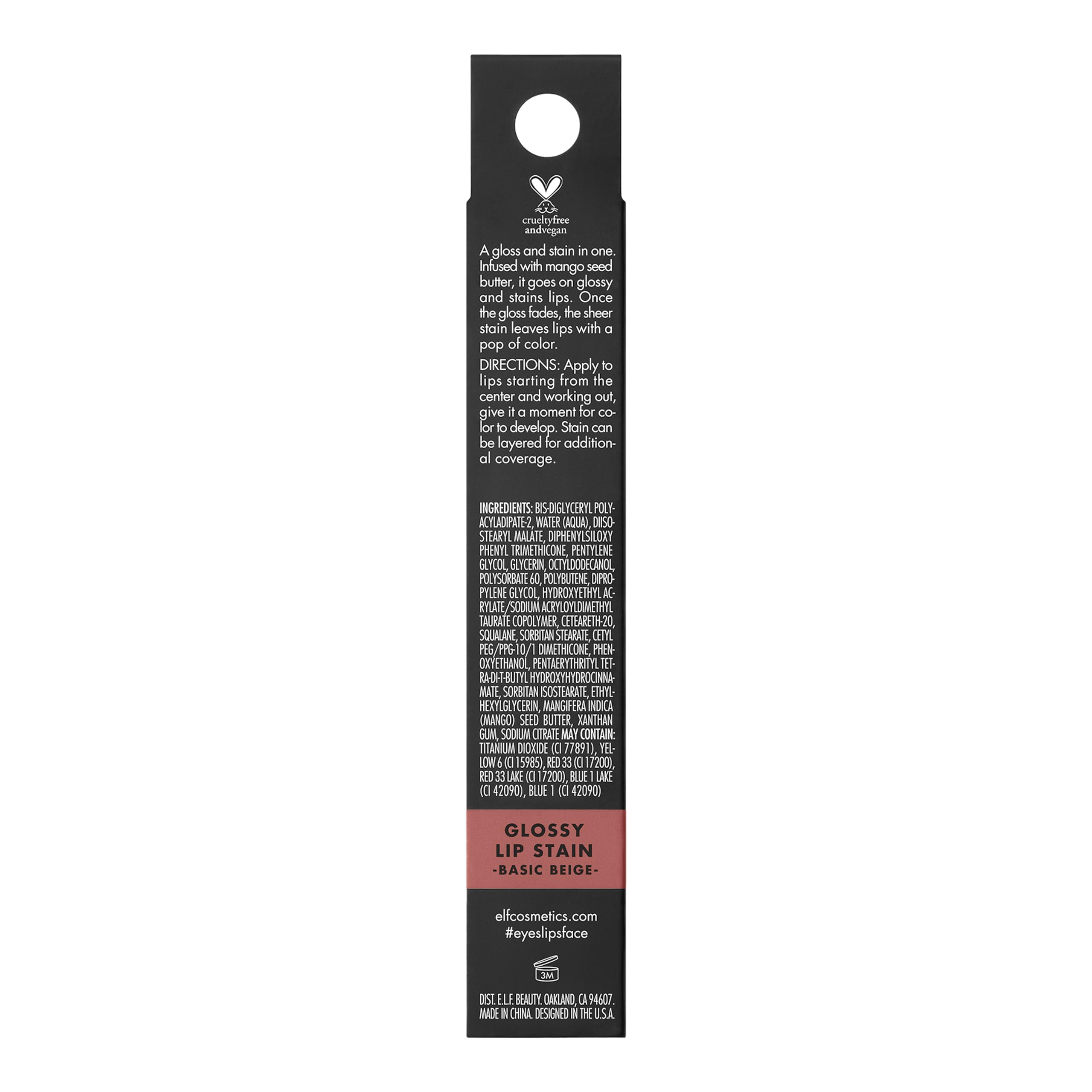 elf Cosmetics Glossy Lip Stain, leichter, langanhaltender Lippenstift für einen Hauch Farbe und dezenten Glanz, Basic Beige 5