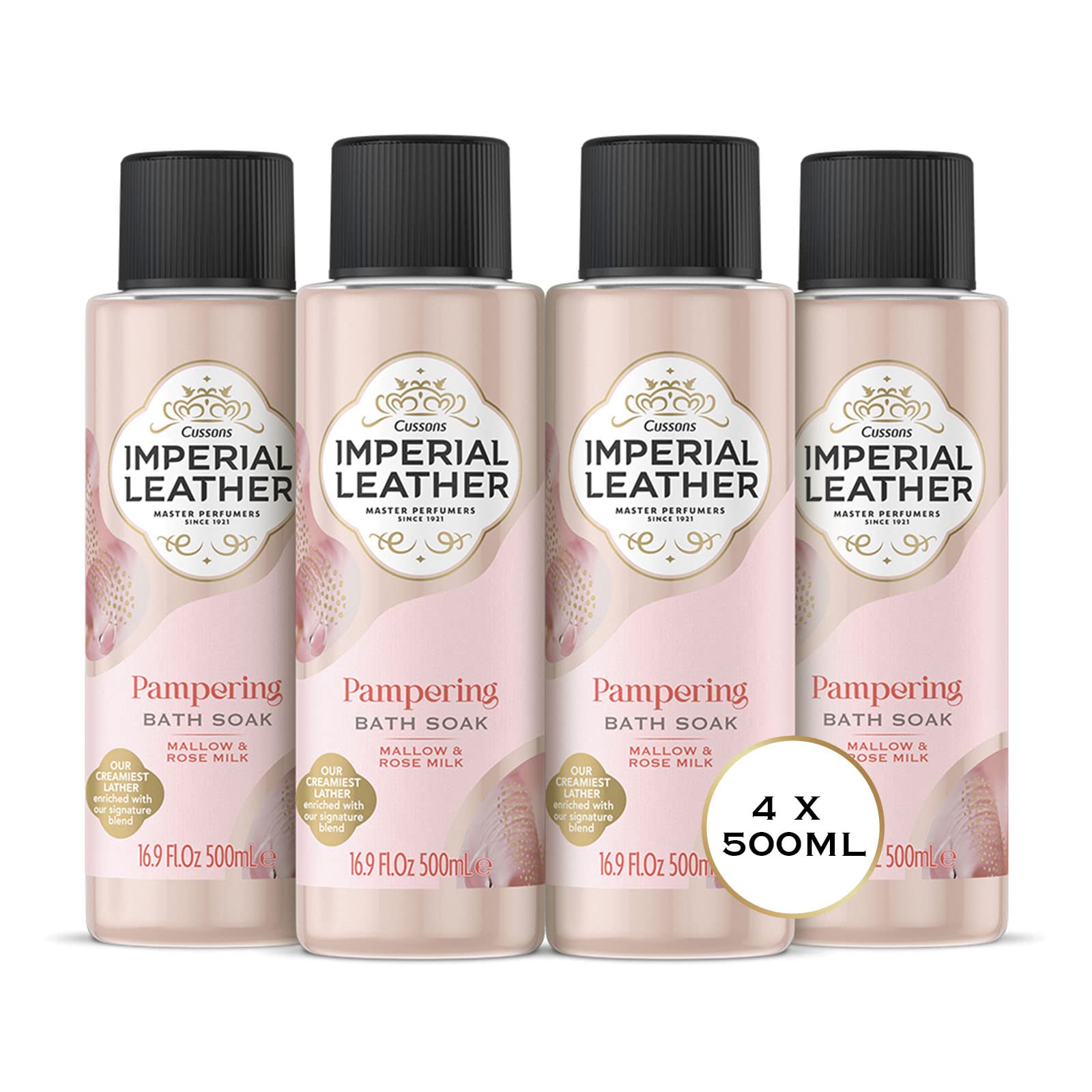 Imperial Leather Pampering Bath Soak, Mallow and Rose Milk, Pack of 4 x 500 ml