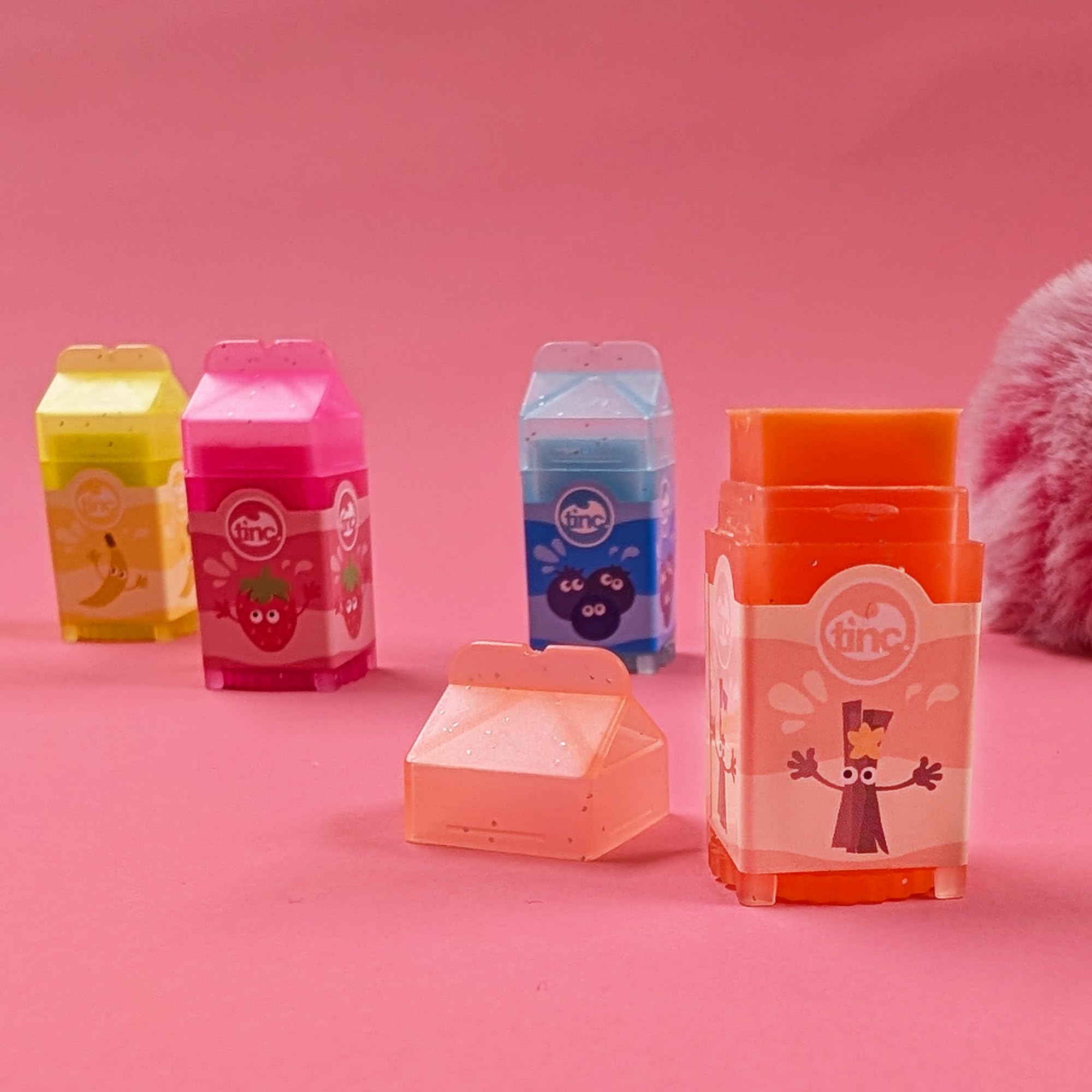Tinc Mini Milk Lip Balms - 4 Fruity Scents: Strawberry, Banana, Vanilla & Blueberry for Moist Lips 6