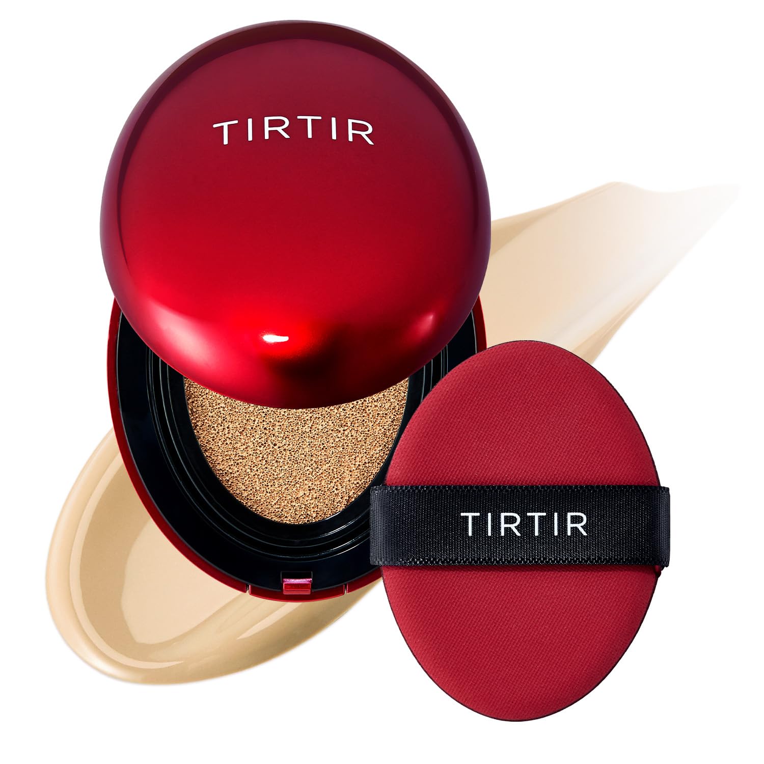 TIRTIR Mask Fit Red Cushion Foundation - Full Coverage, Weightless, Satin Glow, #24W Soft Beige (0.63 Fl Oz)