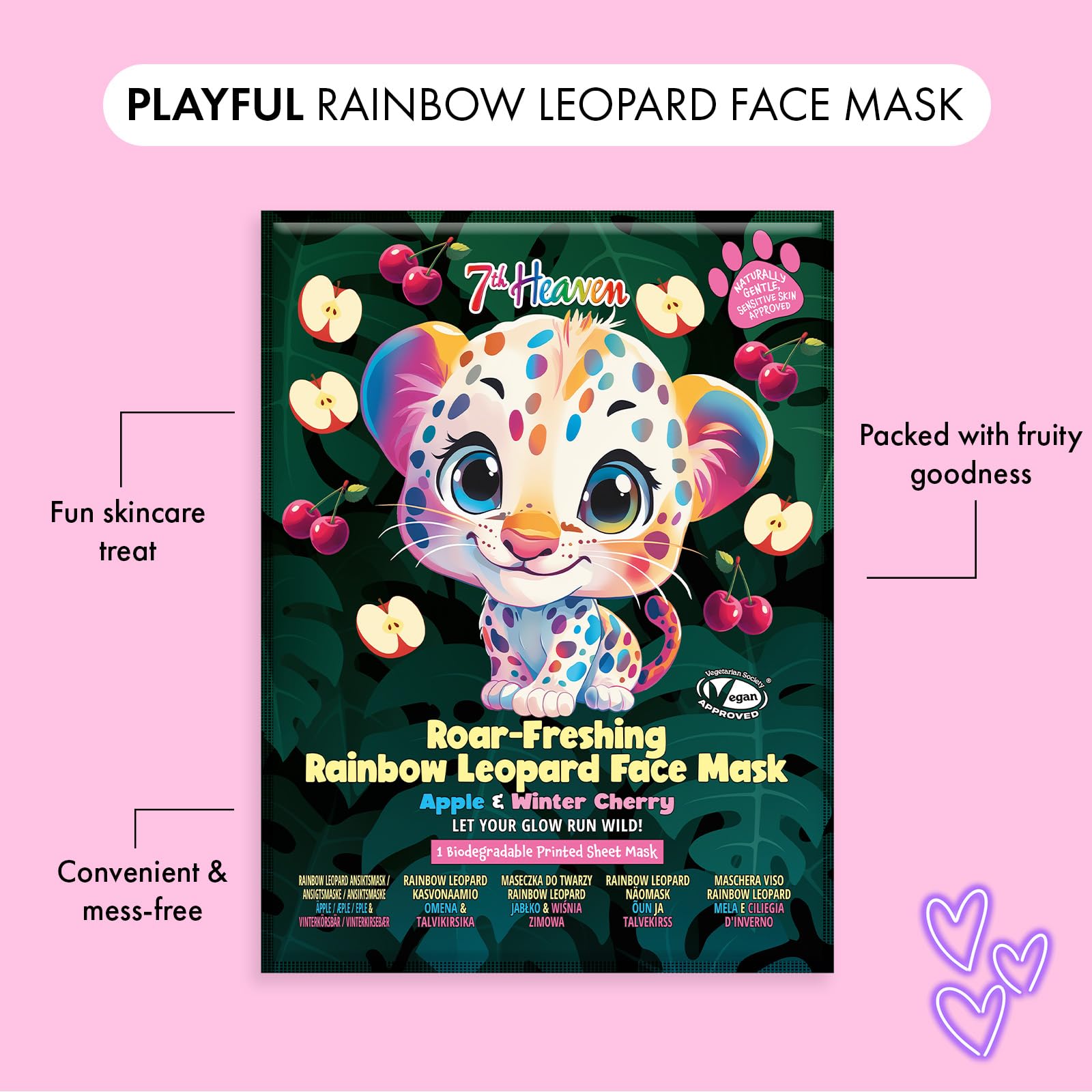 7th Heaven Go Wild Face Mask Gift Set - Hydrating & Biodegradable Masks for Sensitive Skin