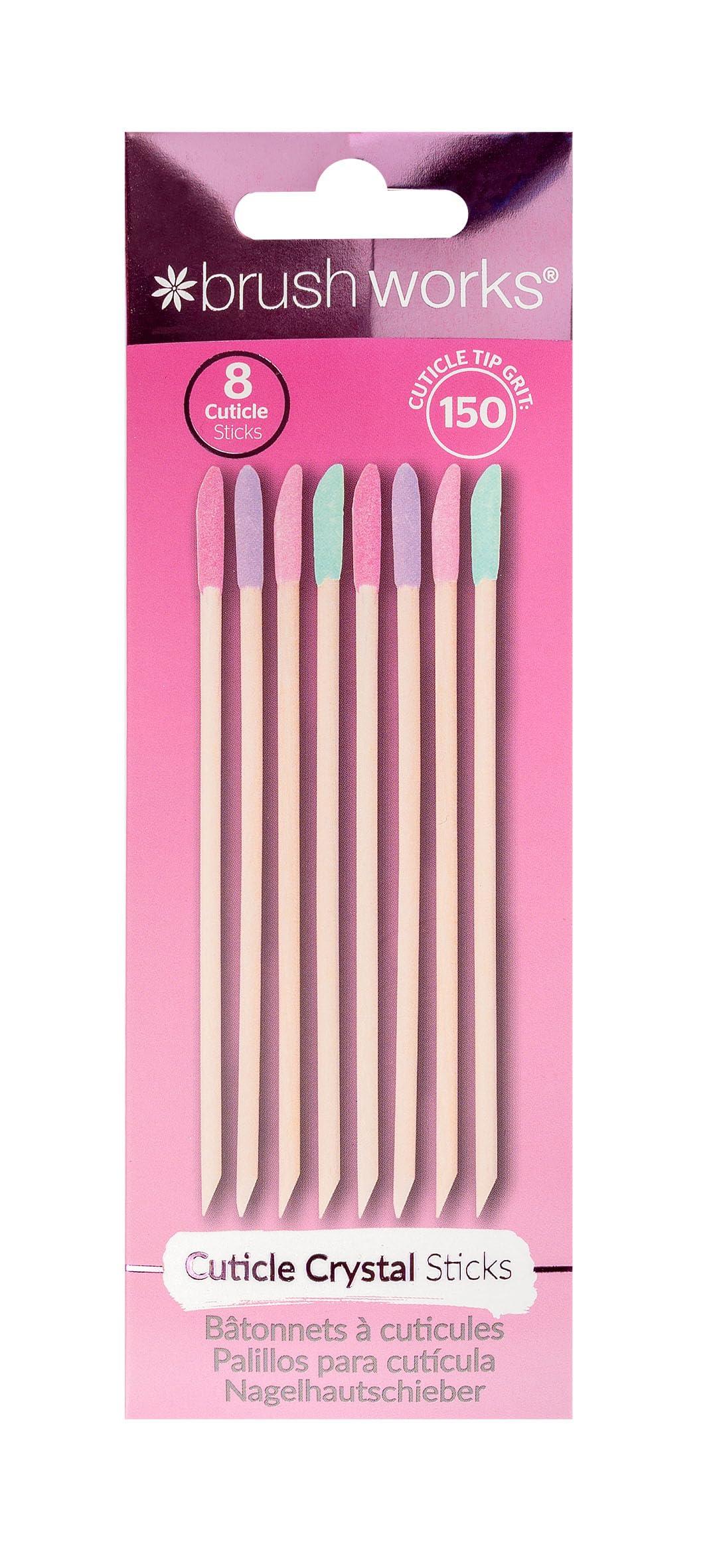 Brushworks Cuticle Crystal Sticks (8 Pack) for Manicures and Pedicures