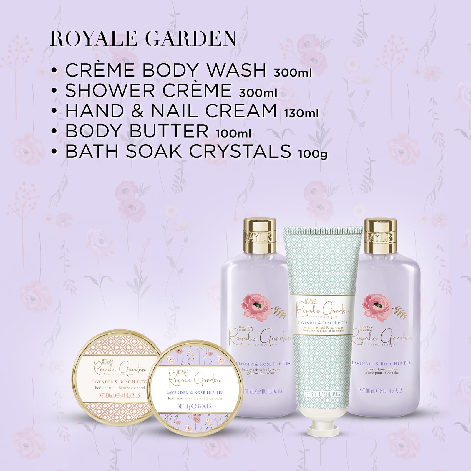 Baylis &amp; Harding Royale Garden Lavendel- und Hagebuttentee-Geschenkset in luxuriöser Hutschachtel (1 Stück) – Vegan 3